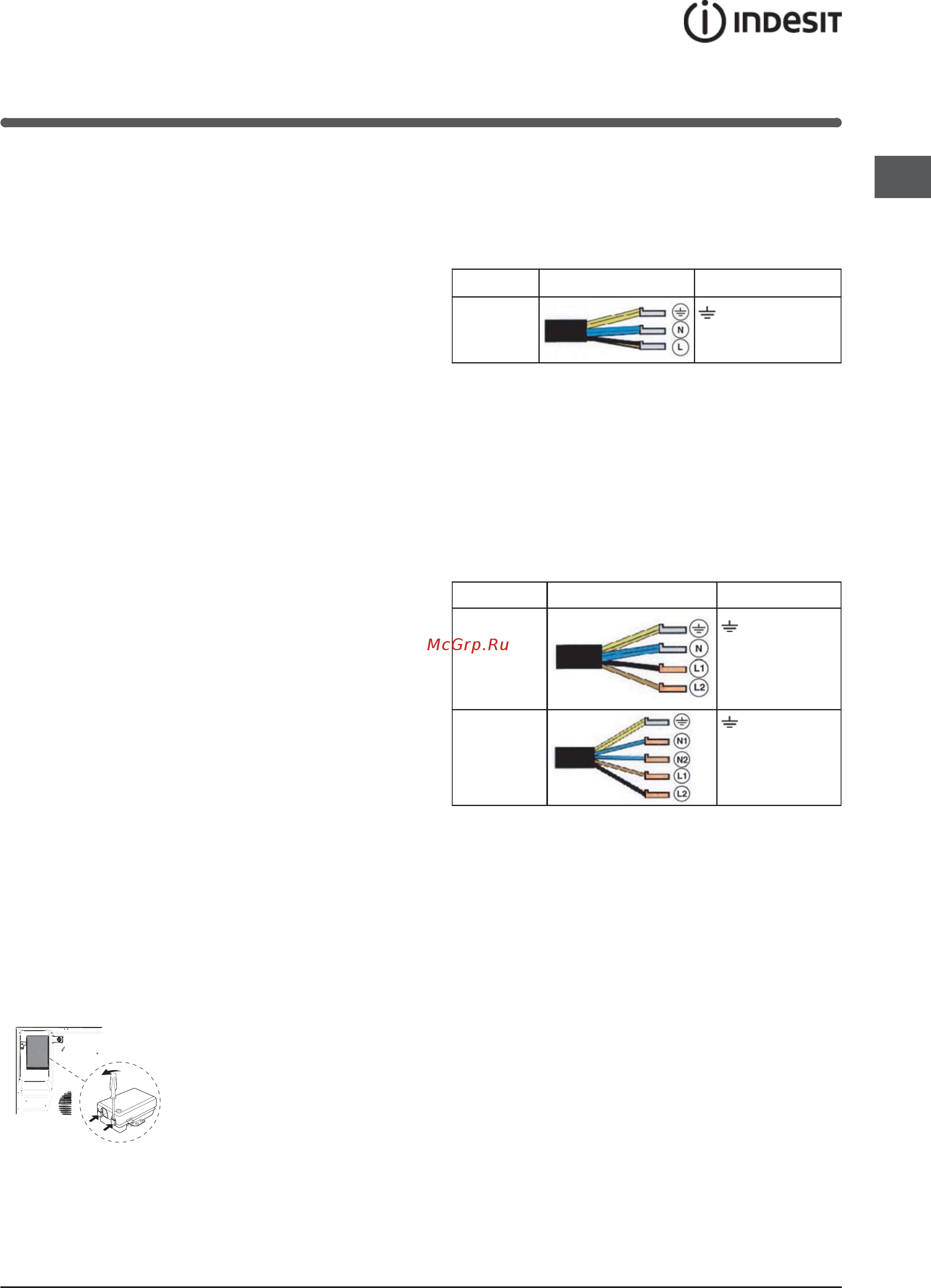 Indesit VRA 641 D B S [7/80] Electrical connection