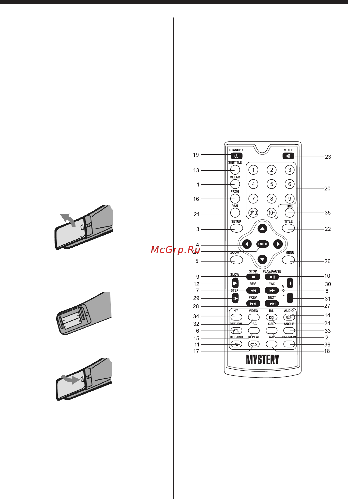 Mystery MDV-621U [11/21] Меню настроек