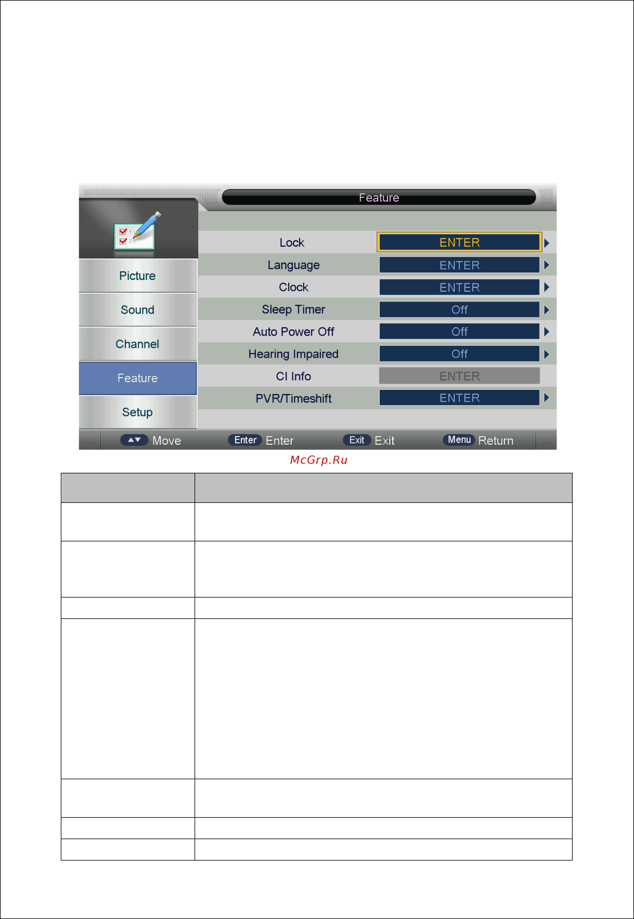 Harper 32H31T2 [61/120] Меню свойства feature