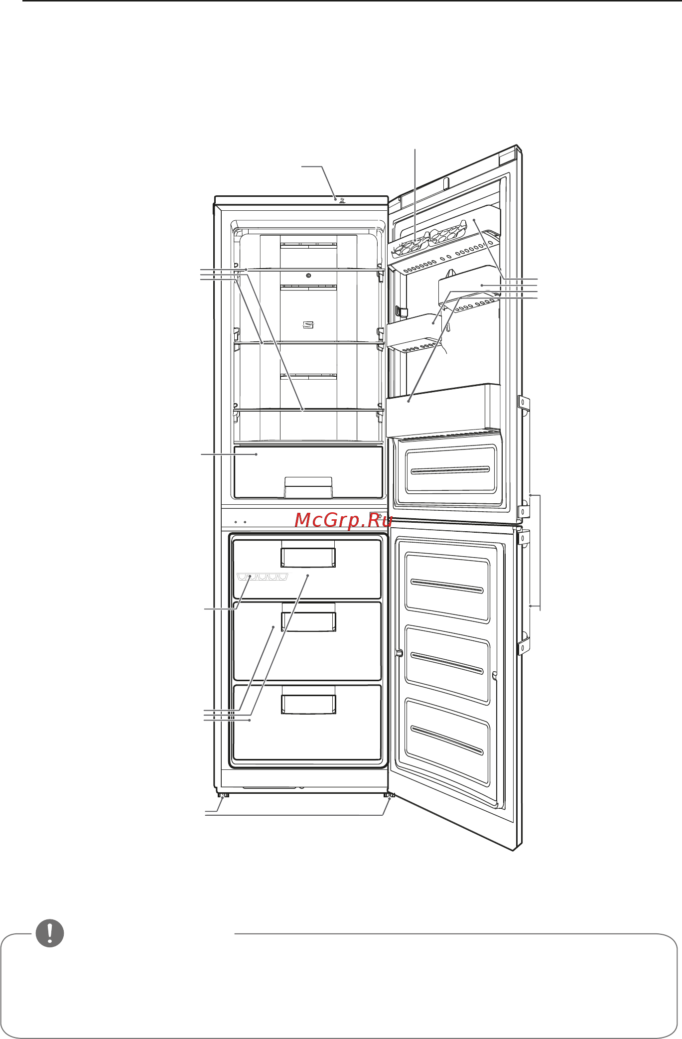 LG ga-b489zvcl [10/32] Основные части холодильника