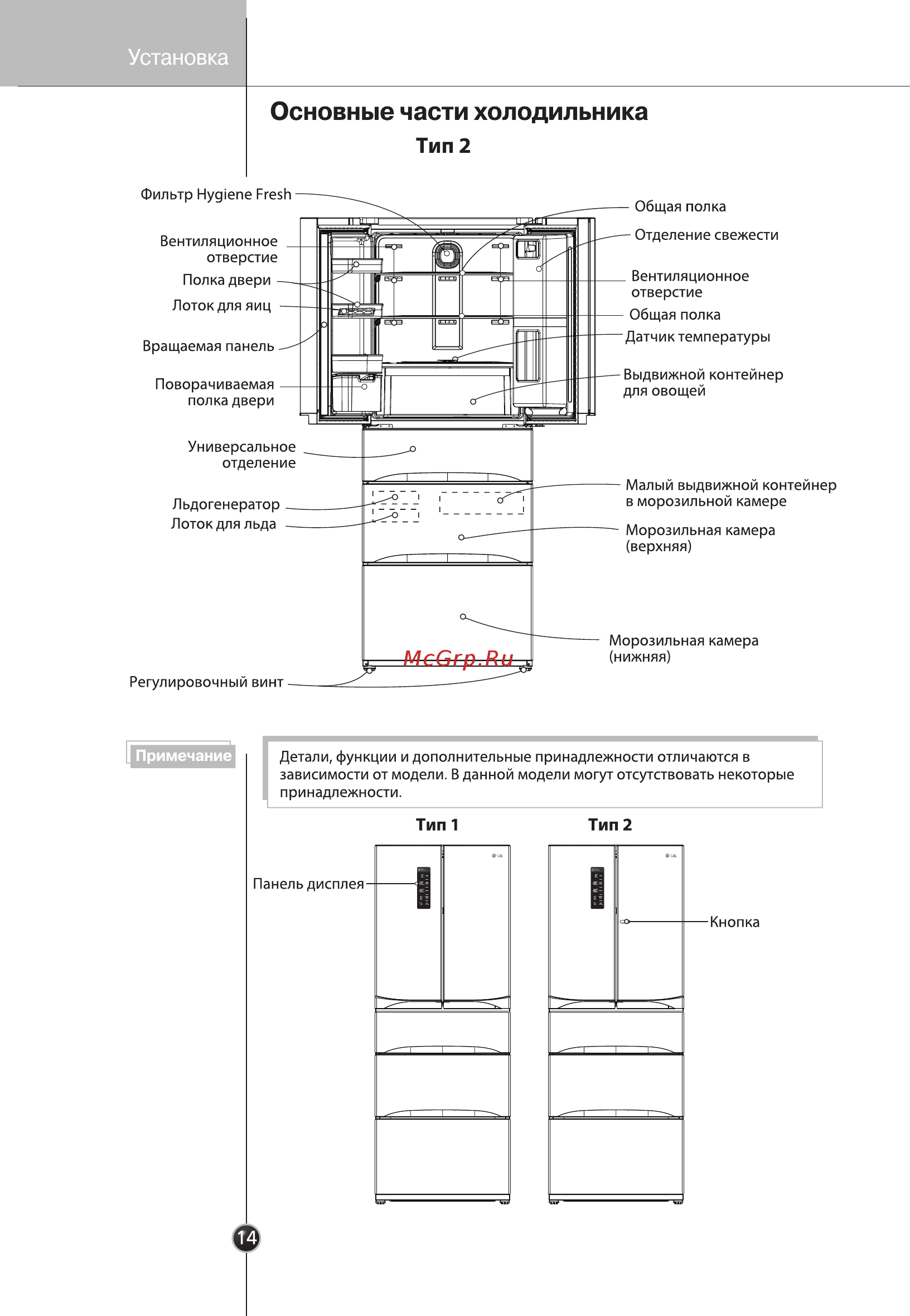 LG GC-M40BSCVM Серебристый [13/35] Основные части холодильника