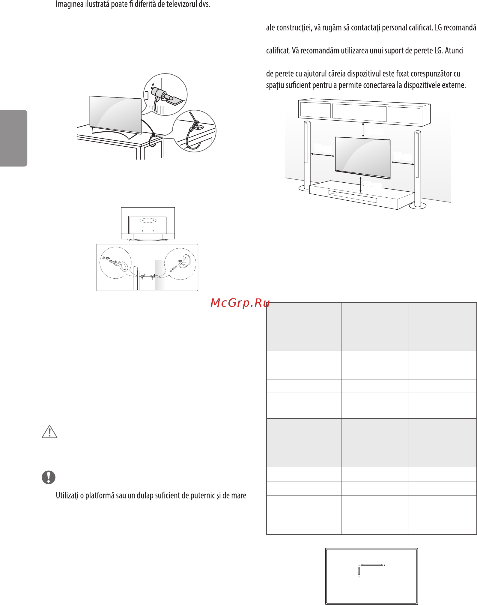 LG 60UF771V [125/150] Montarea pe perete