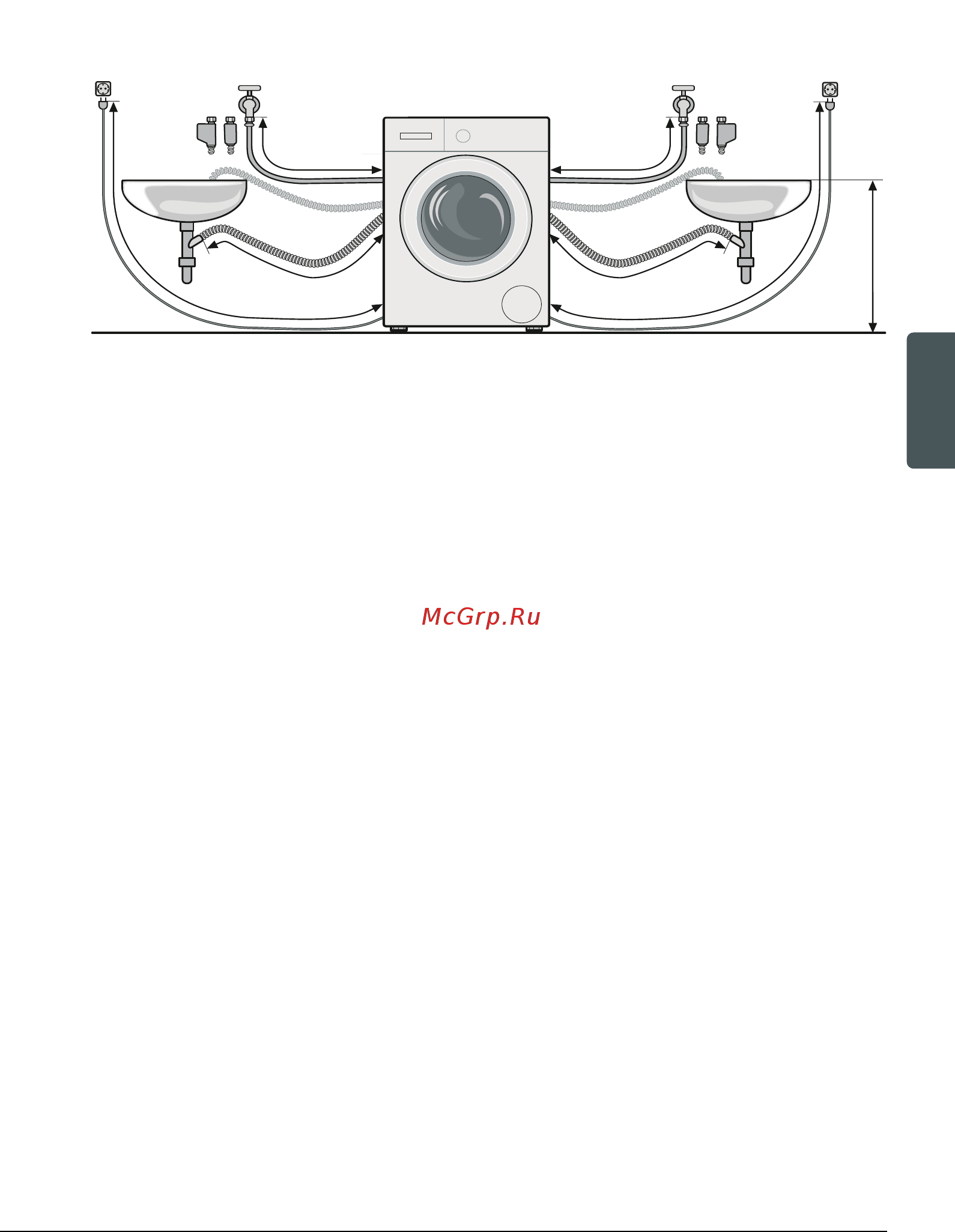 Bosch Home Professional WAY 24540 OE [43/60] Длина шлангов и кабеля