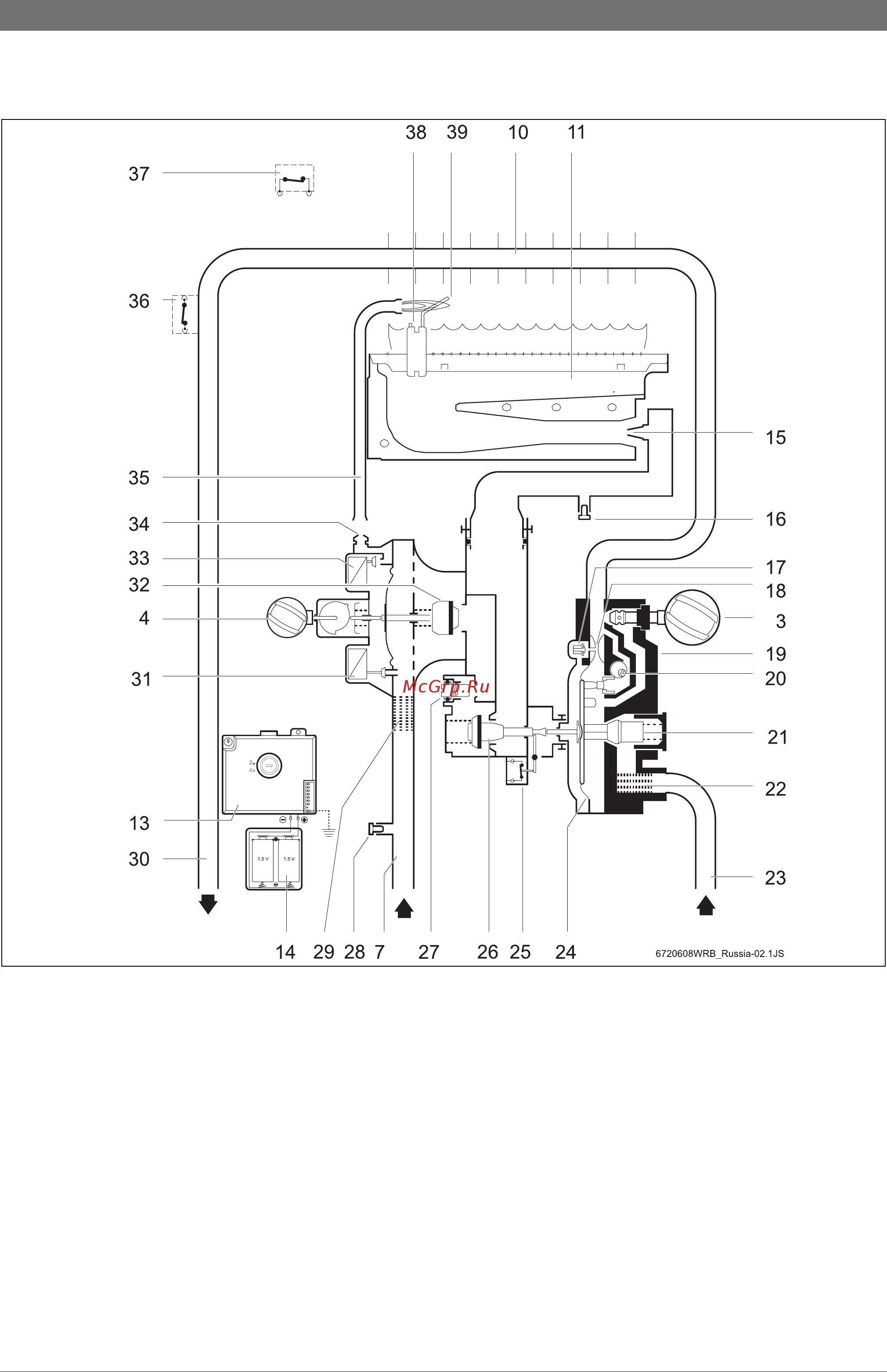 Bosch GWH 15-2 CO B [6/22] Функциональная схема прибора