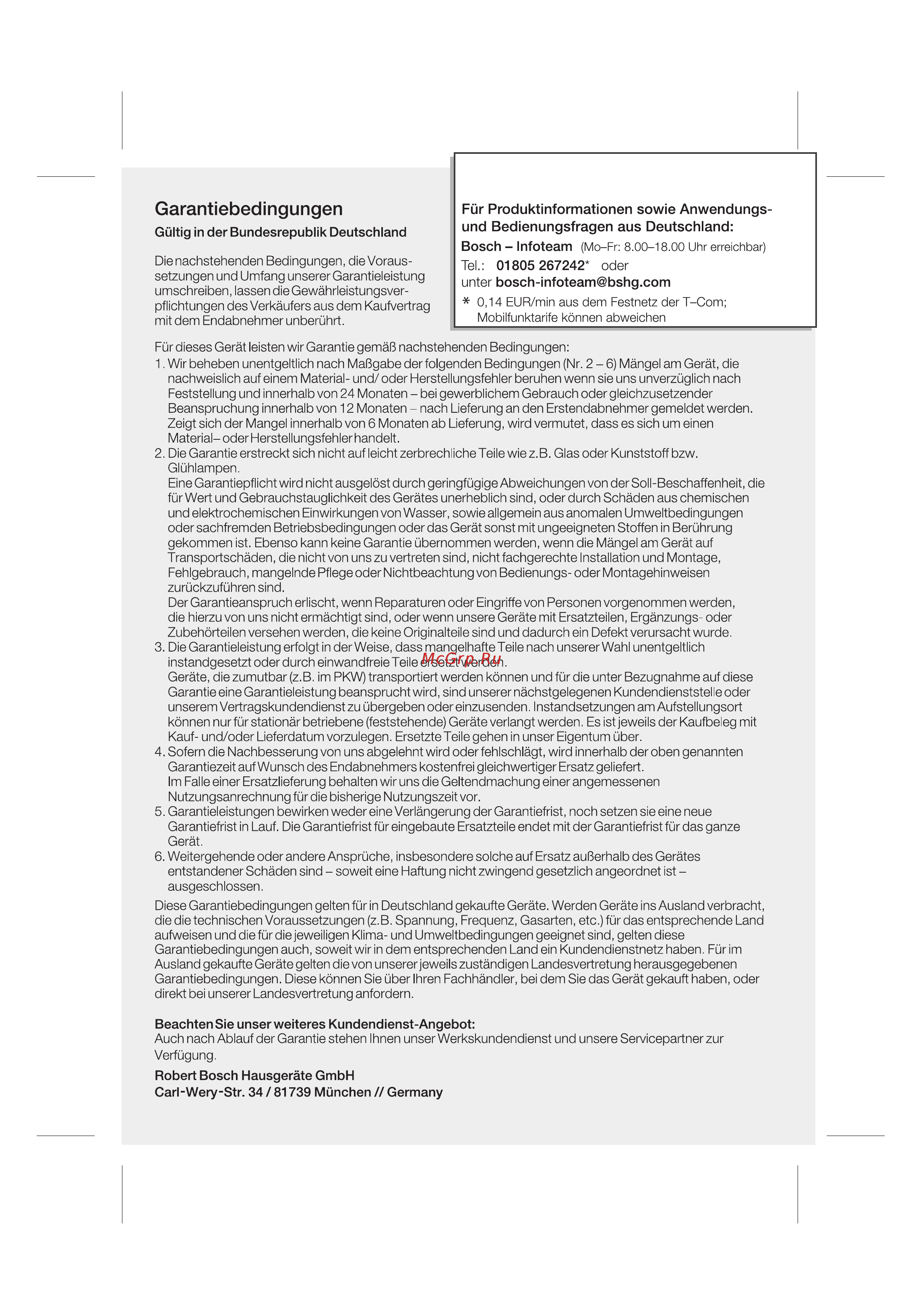 Bosch PHD9760 [45/45] Garantiebedingungen