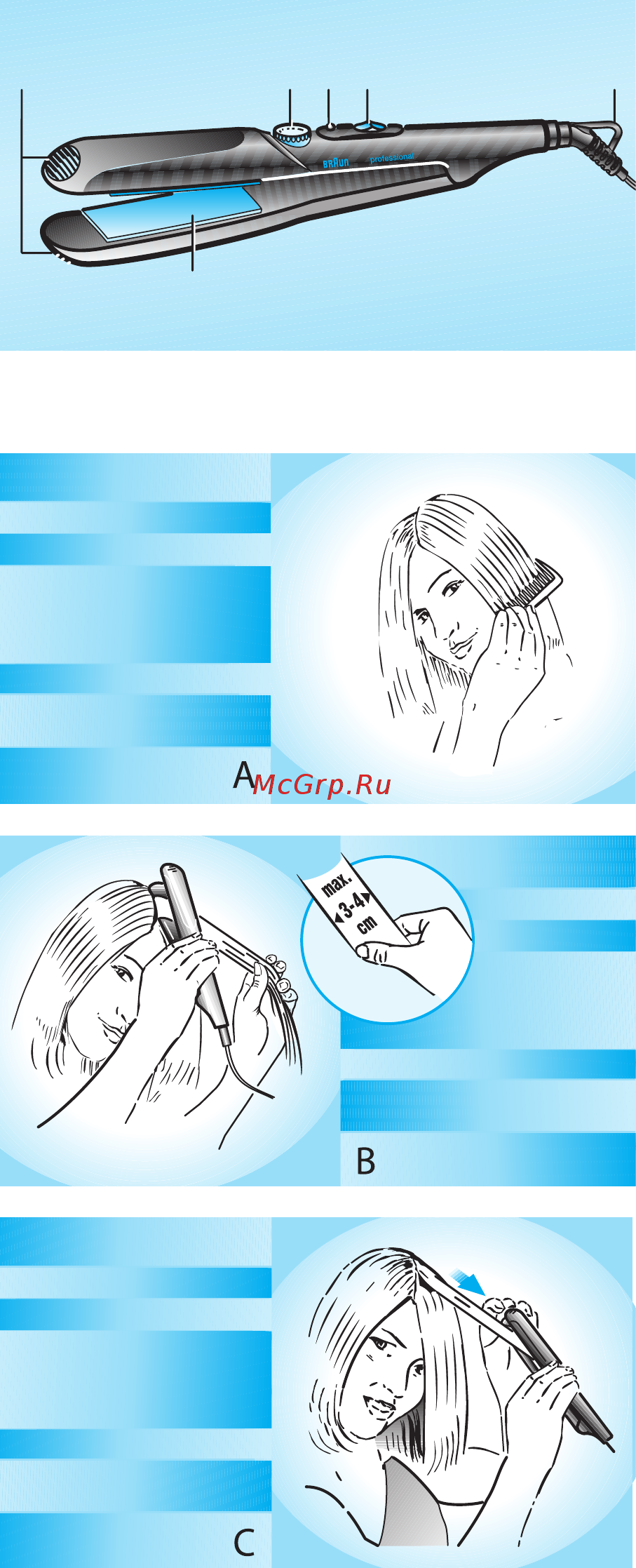 Braun ES1 Professional Ceramic Straightener Инструкция по эксплуатации онлайн [3/58] 7553