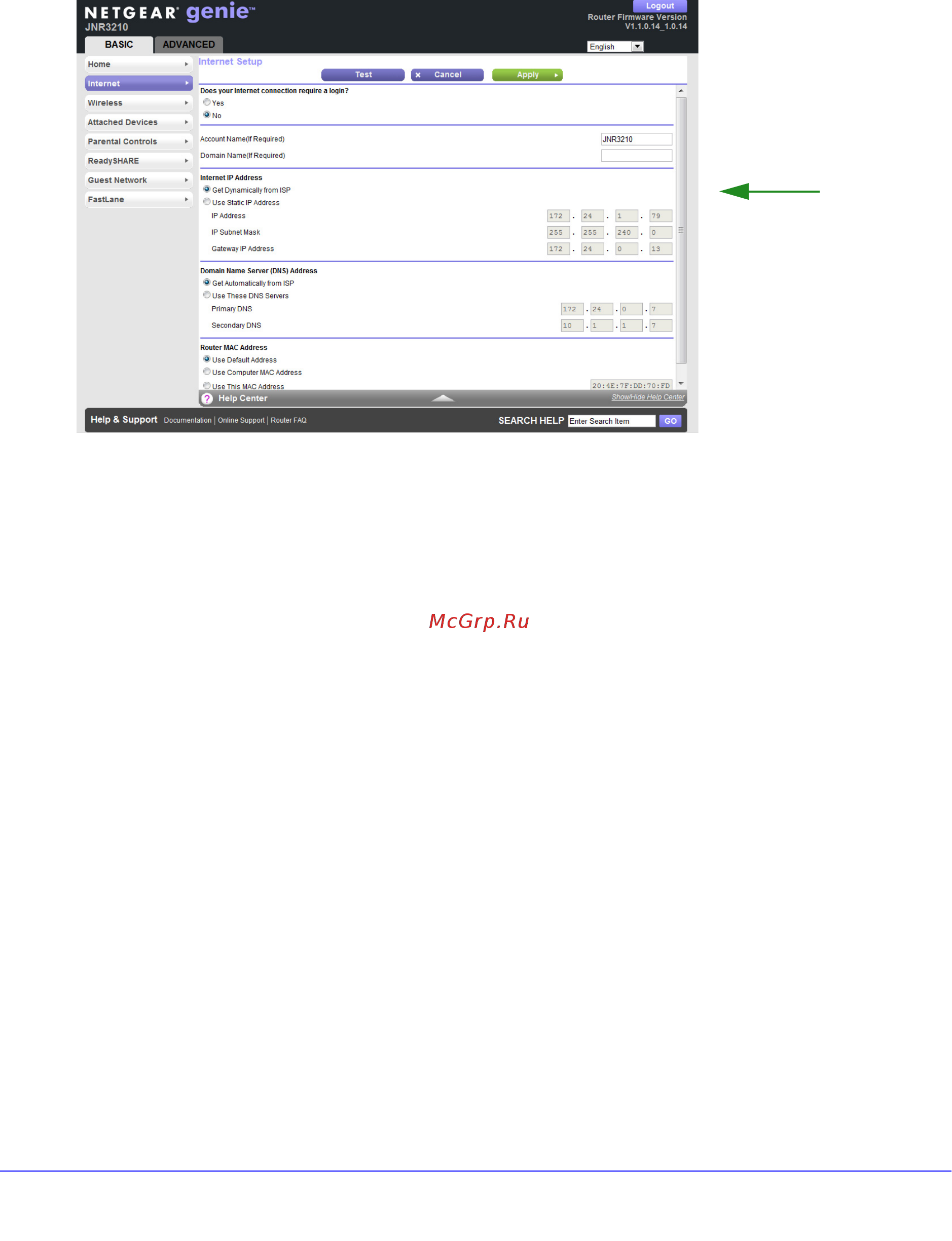 Netgear JNR3210 [19/122] Internet setup