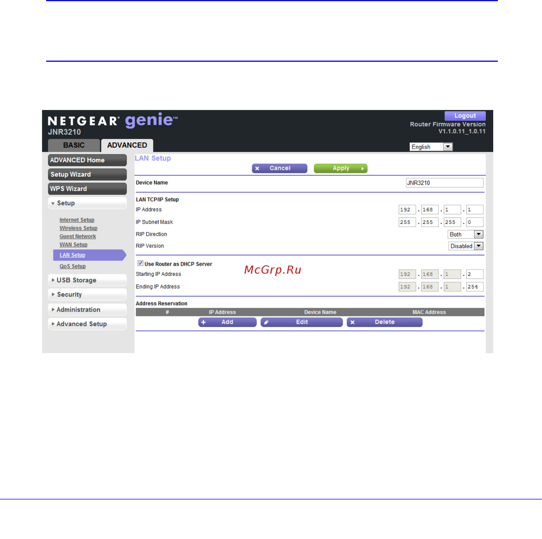 Netgear JNR3210 [37/122] Lan setup