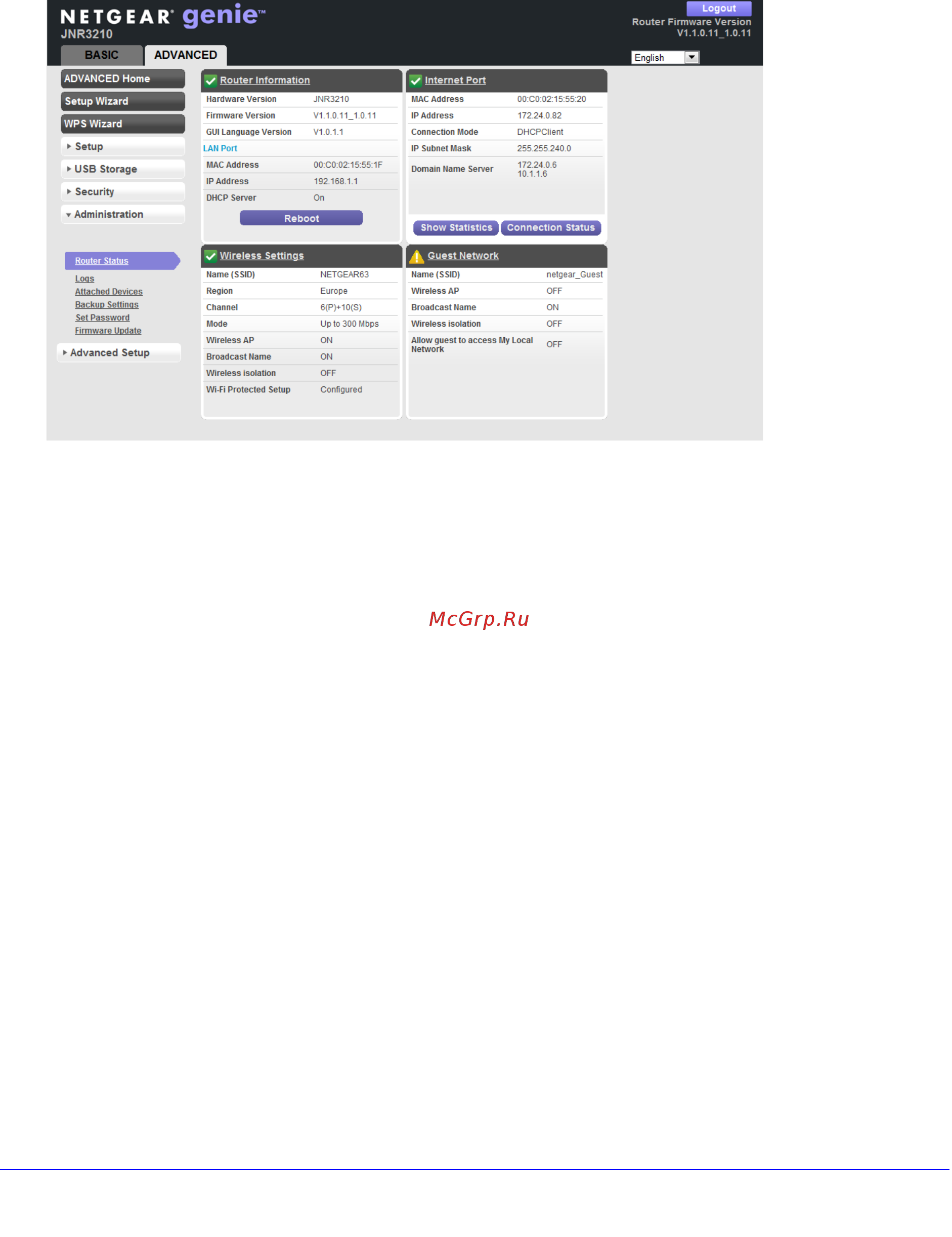 Netgear JNR3210 [72/122] View router status