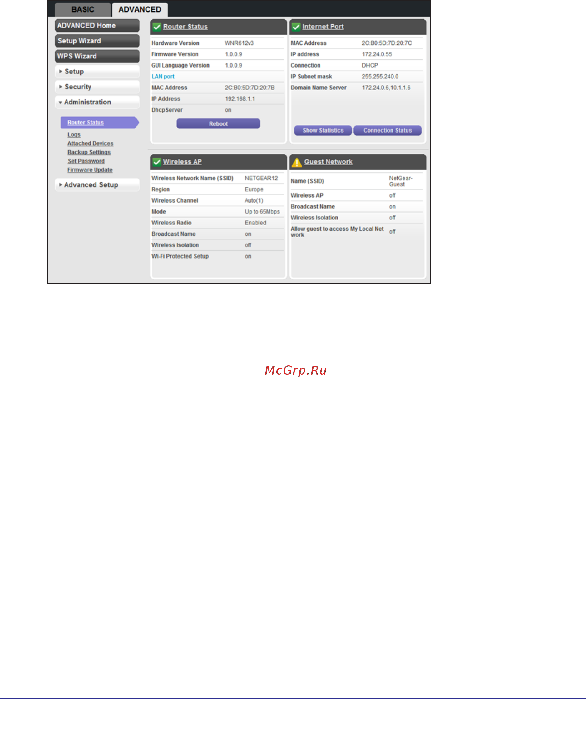 Netgear WNR612 [52/99] View router status