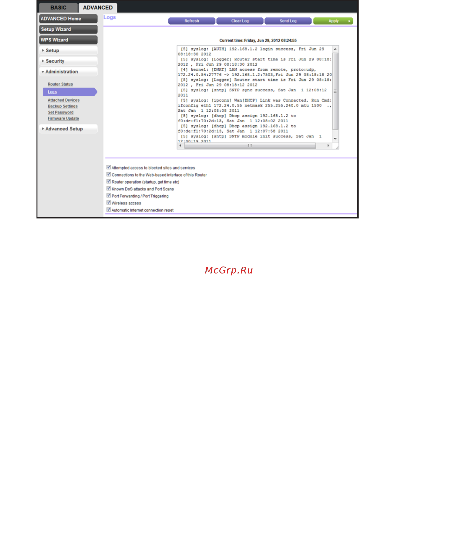 Netgear WNR612 [56/99] View logs of web access or attempted web access