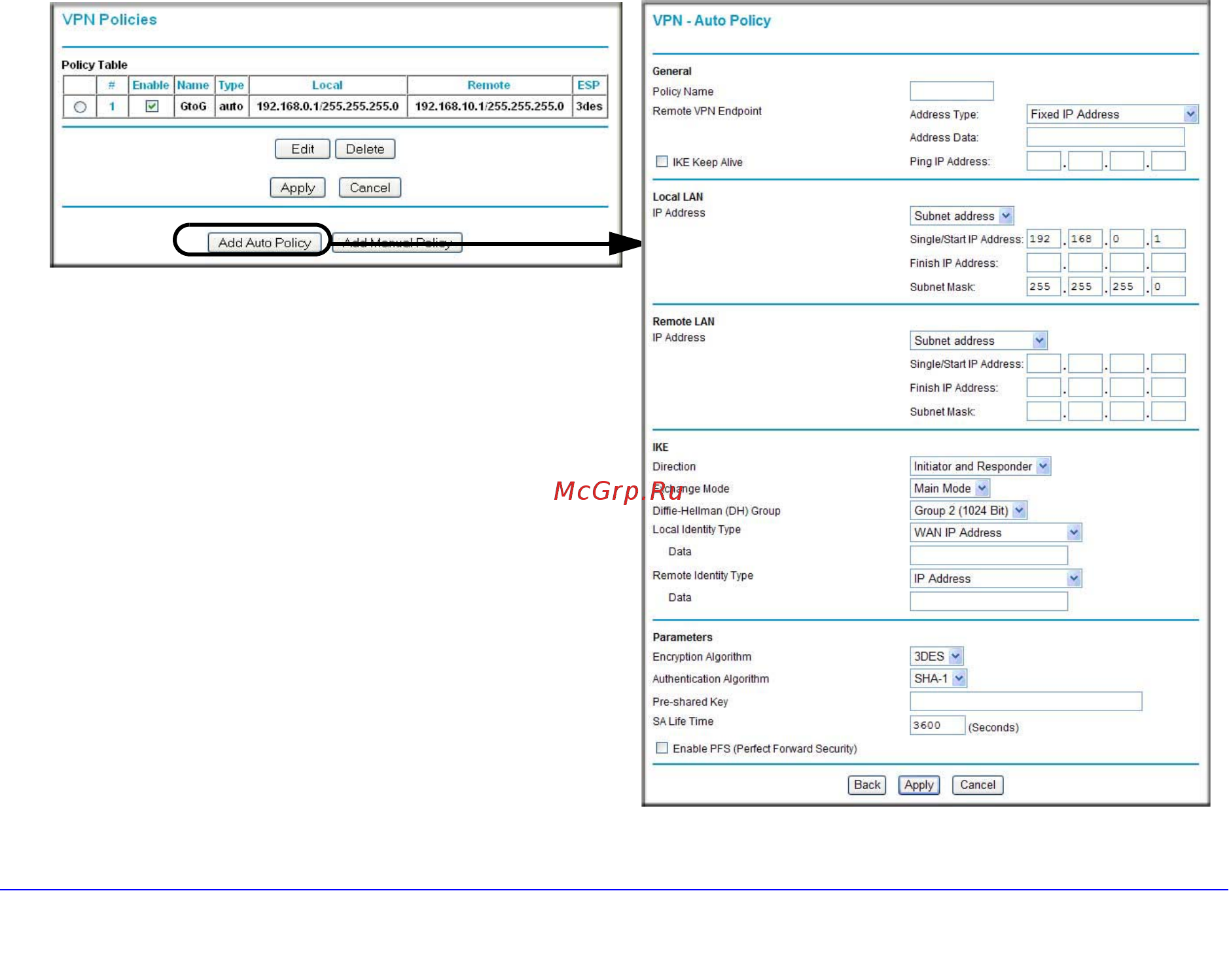 Netgear DGND3300 [101/174] Use auto policy to configure vpn tunnels