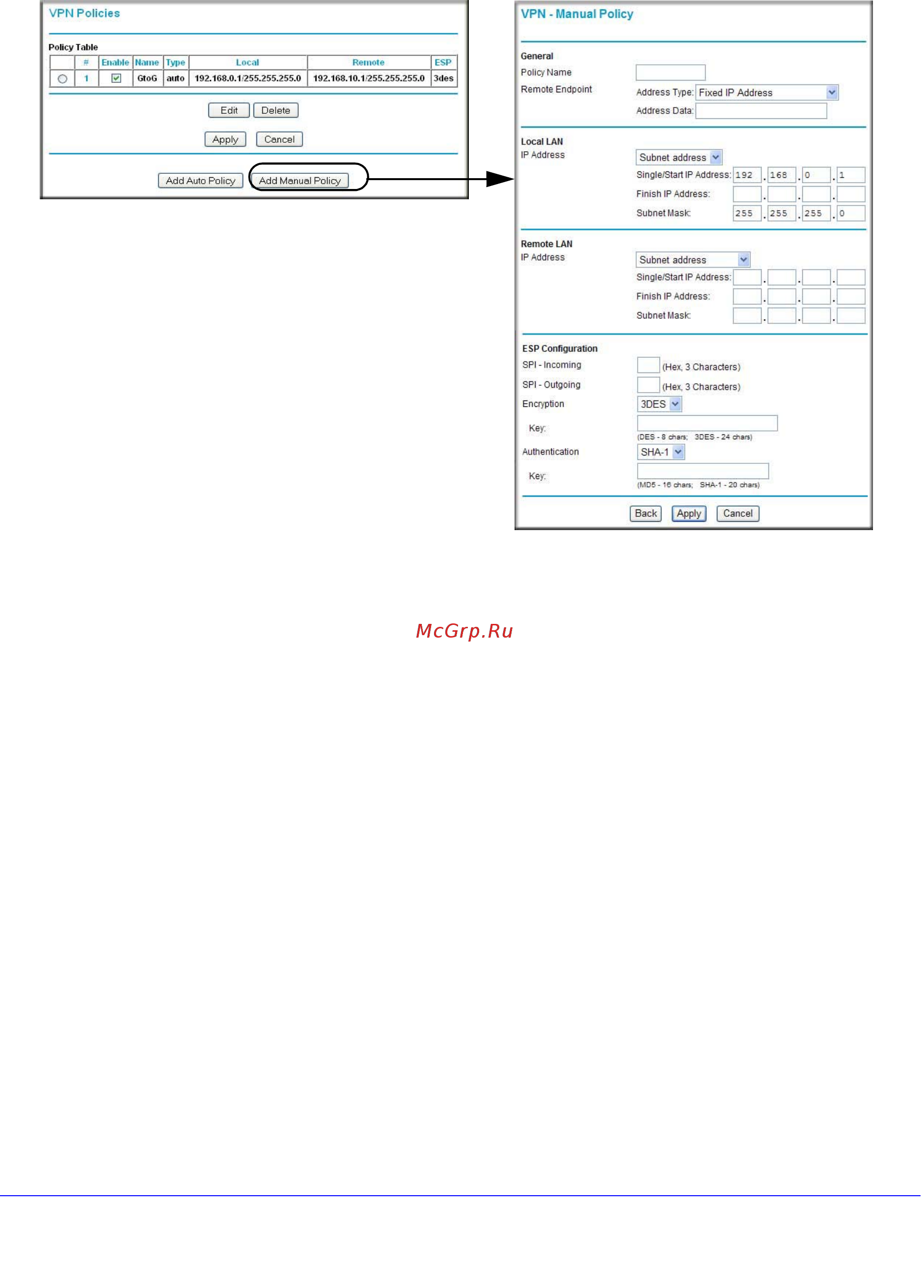 Netgear DGND3300 [108/174] Vpn manual policy general settings