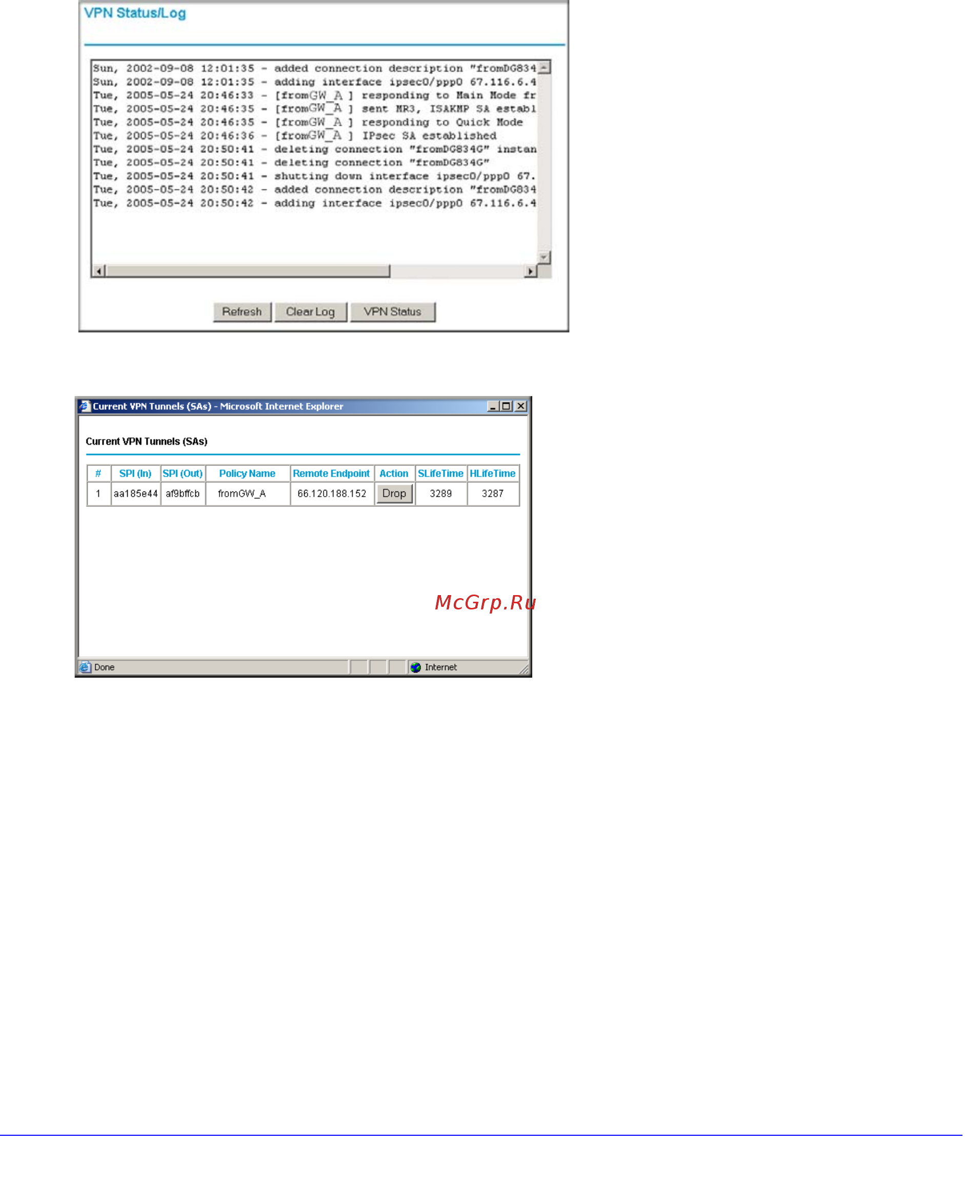 Netgear DGND3300 [160/174] View the vpn router s vpn status and log information