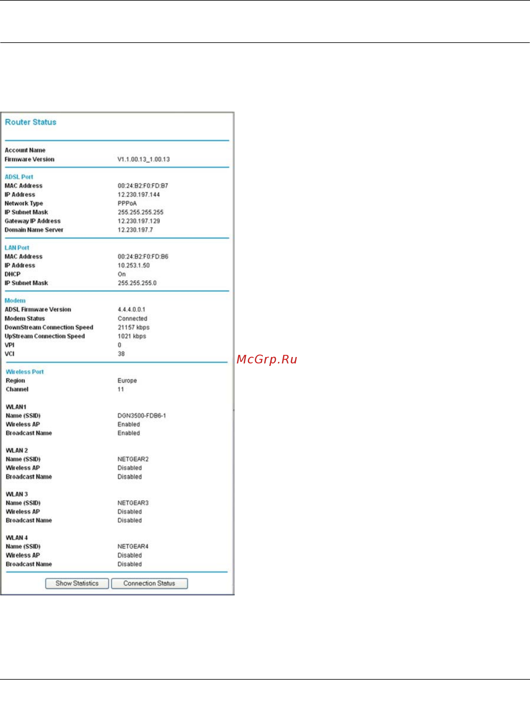 Netgear DGN3500 [60/119] Viewing wireless modem router status information