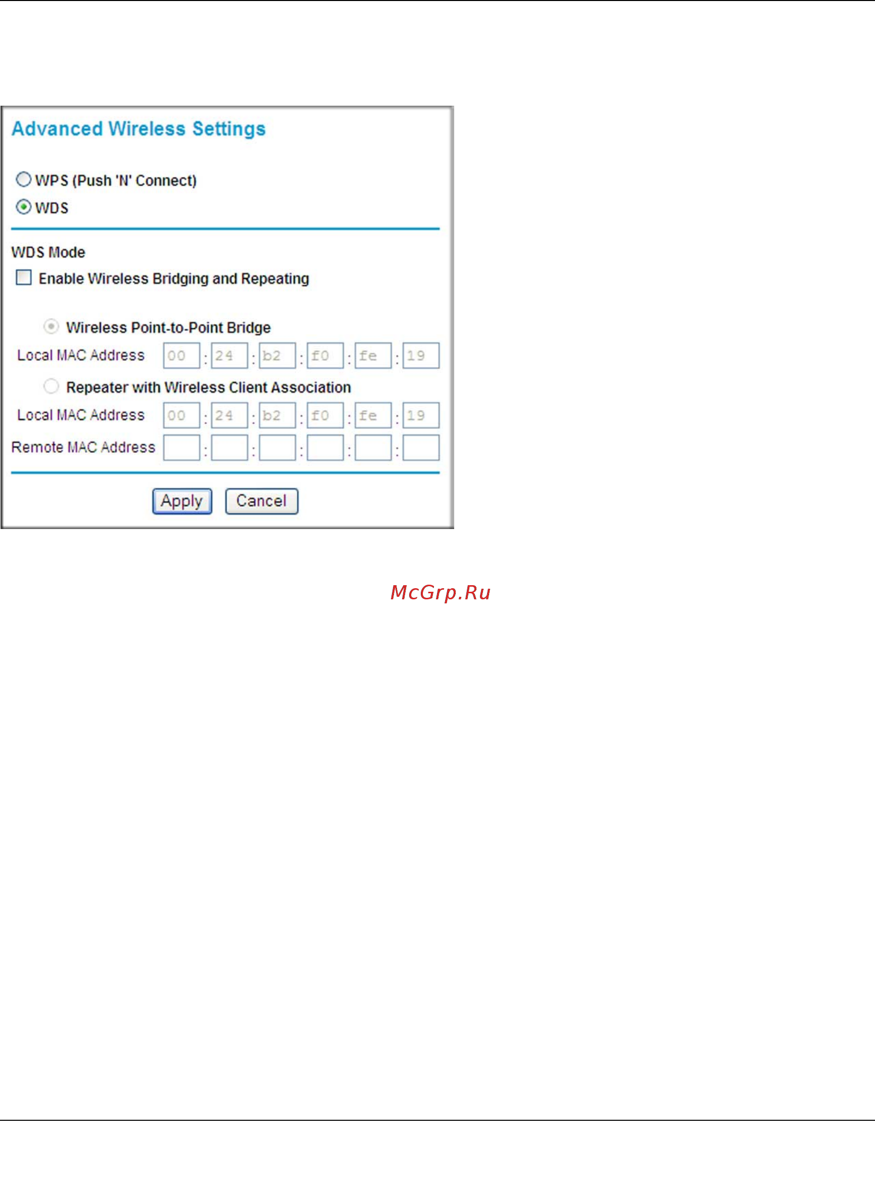 Netgear DGN3500 [86/119] Configuring a point to point bridge configuration