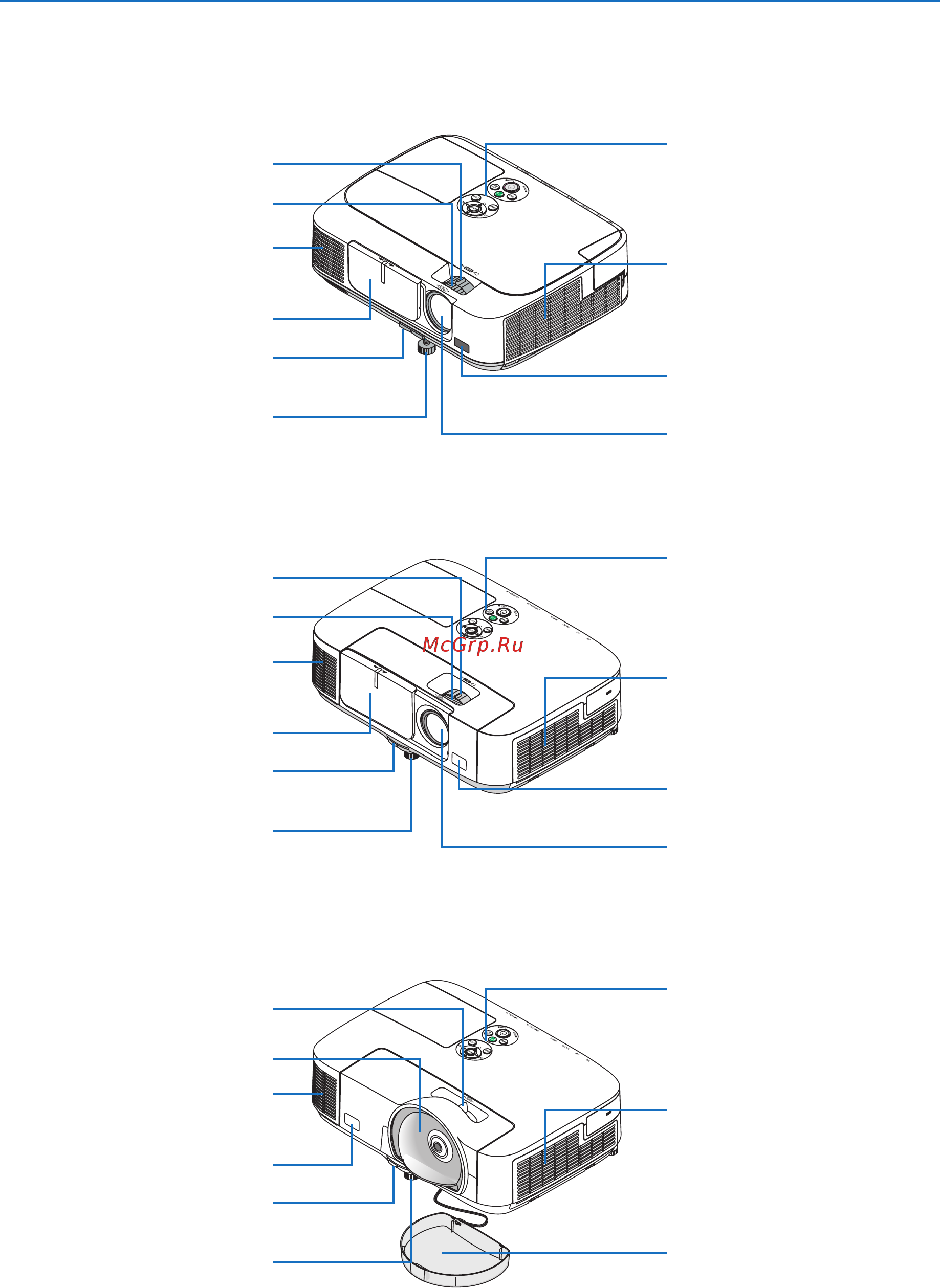 Nec M350XS [15/155] 3 part names of the projector