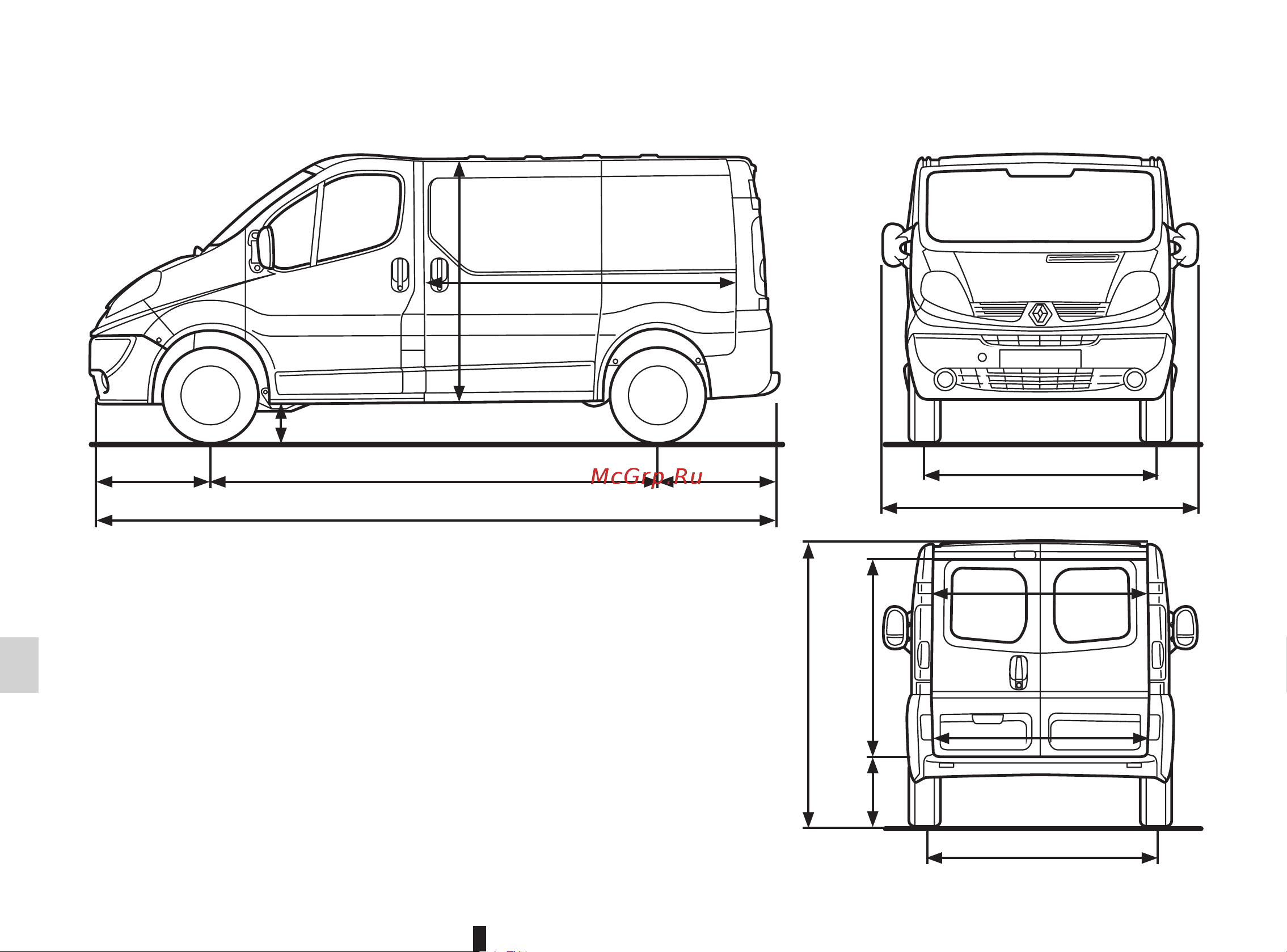 Renault Trafic Fourgon (2011) [204/230] Габариты автомобиля м