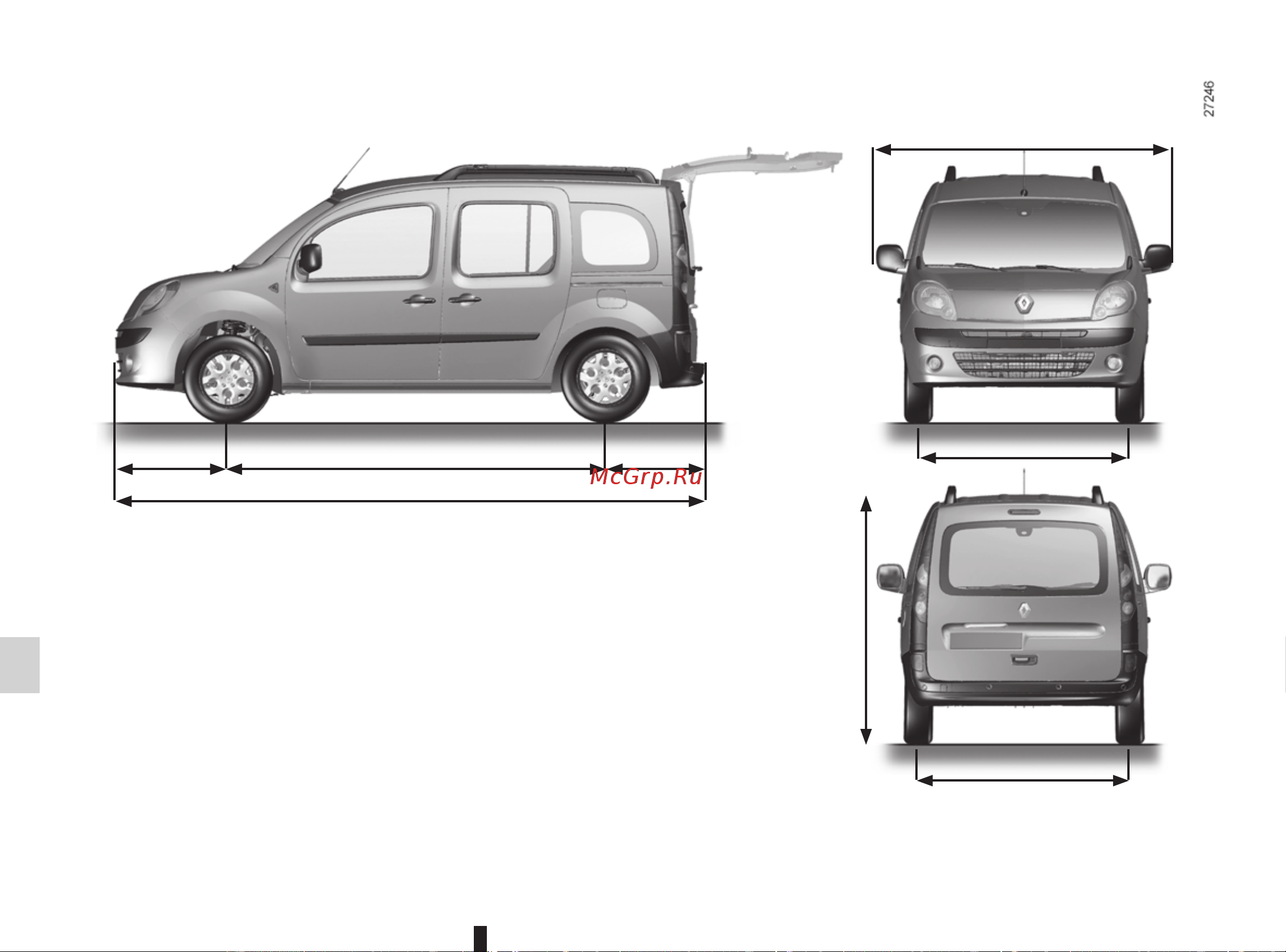 Renault Kangoo (2010) [201/220] Габаритные размеры м