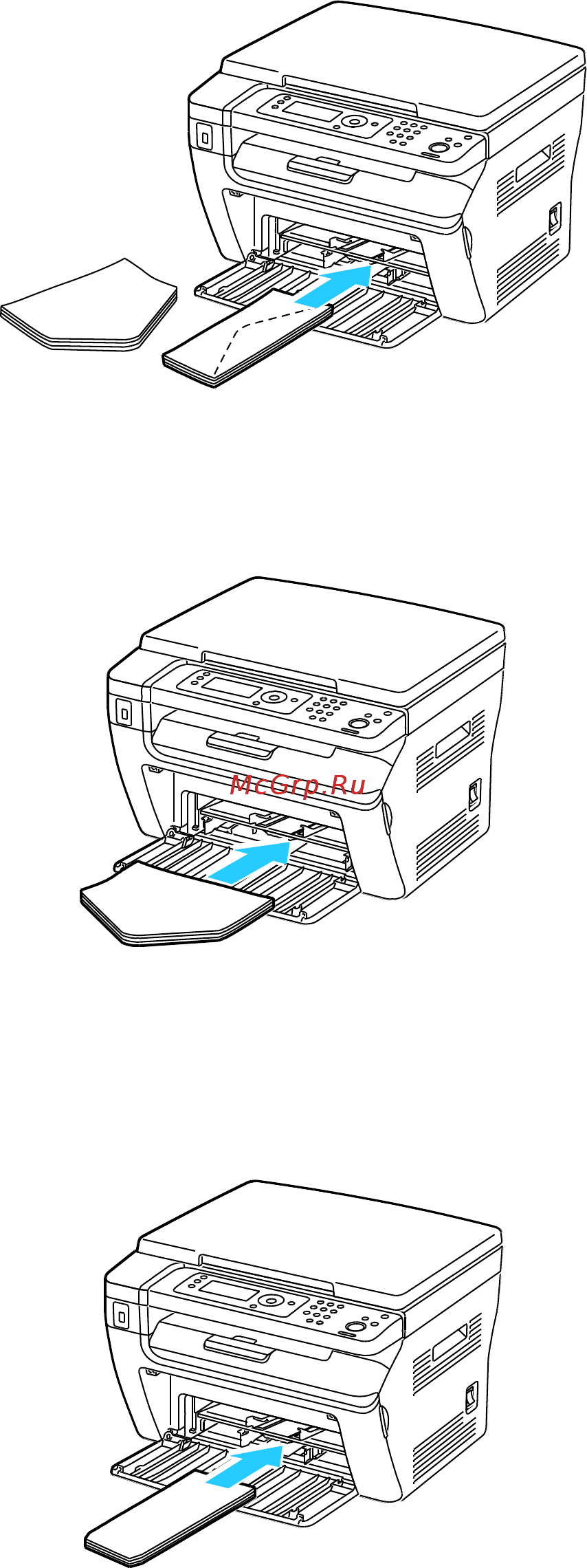 Xerox WorkCentre 3045NI [81/200] Вкладывание конвертов в лотки