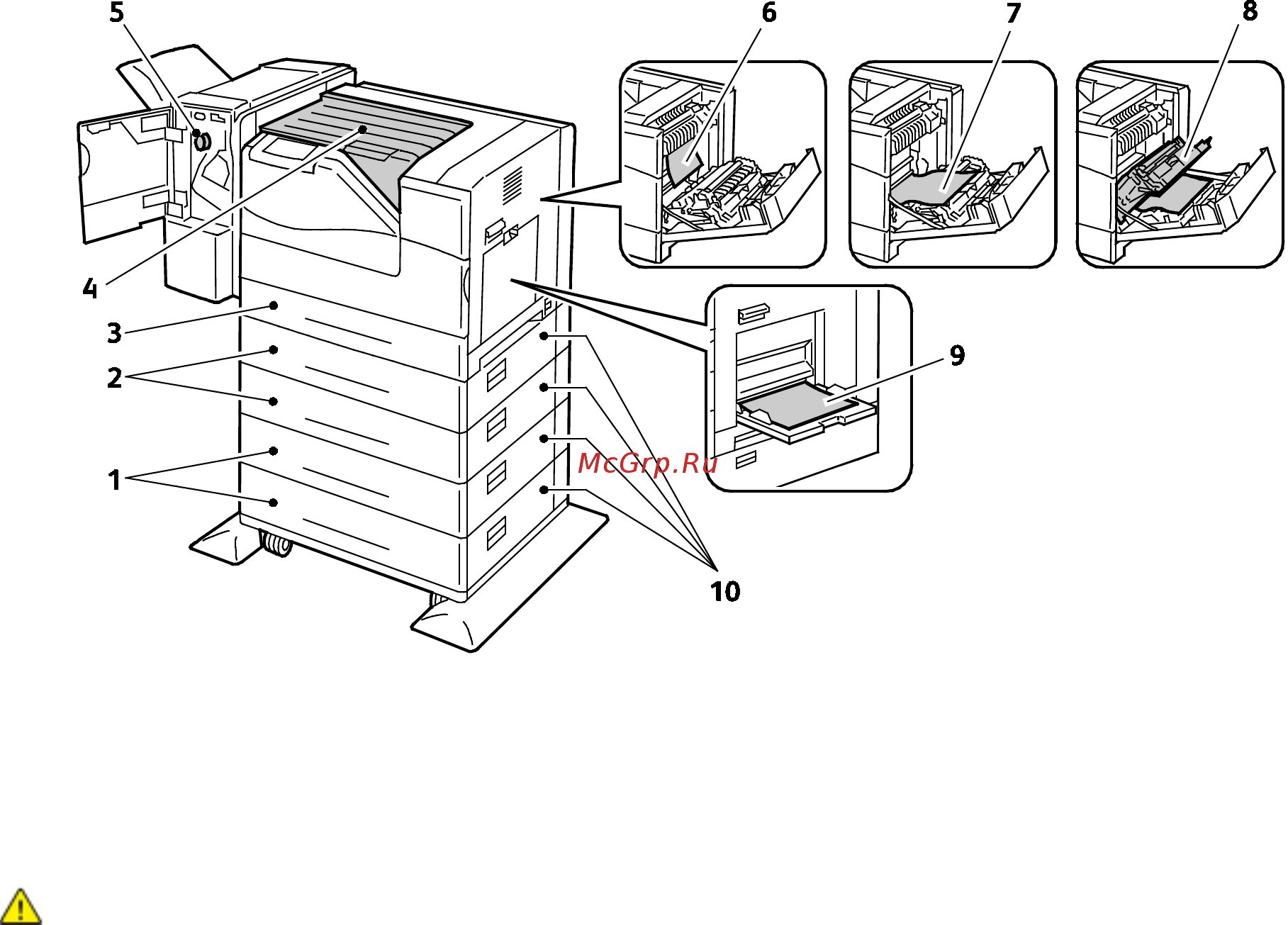 Xerox Phaser 6700N [122/173] Внимание при вытаскивании застрявшей бумаги не пользуйтесь подручными средствами и инструментами это может привести к неустранимому повреждению принтера