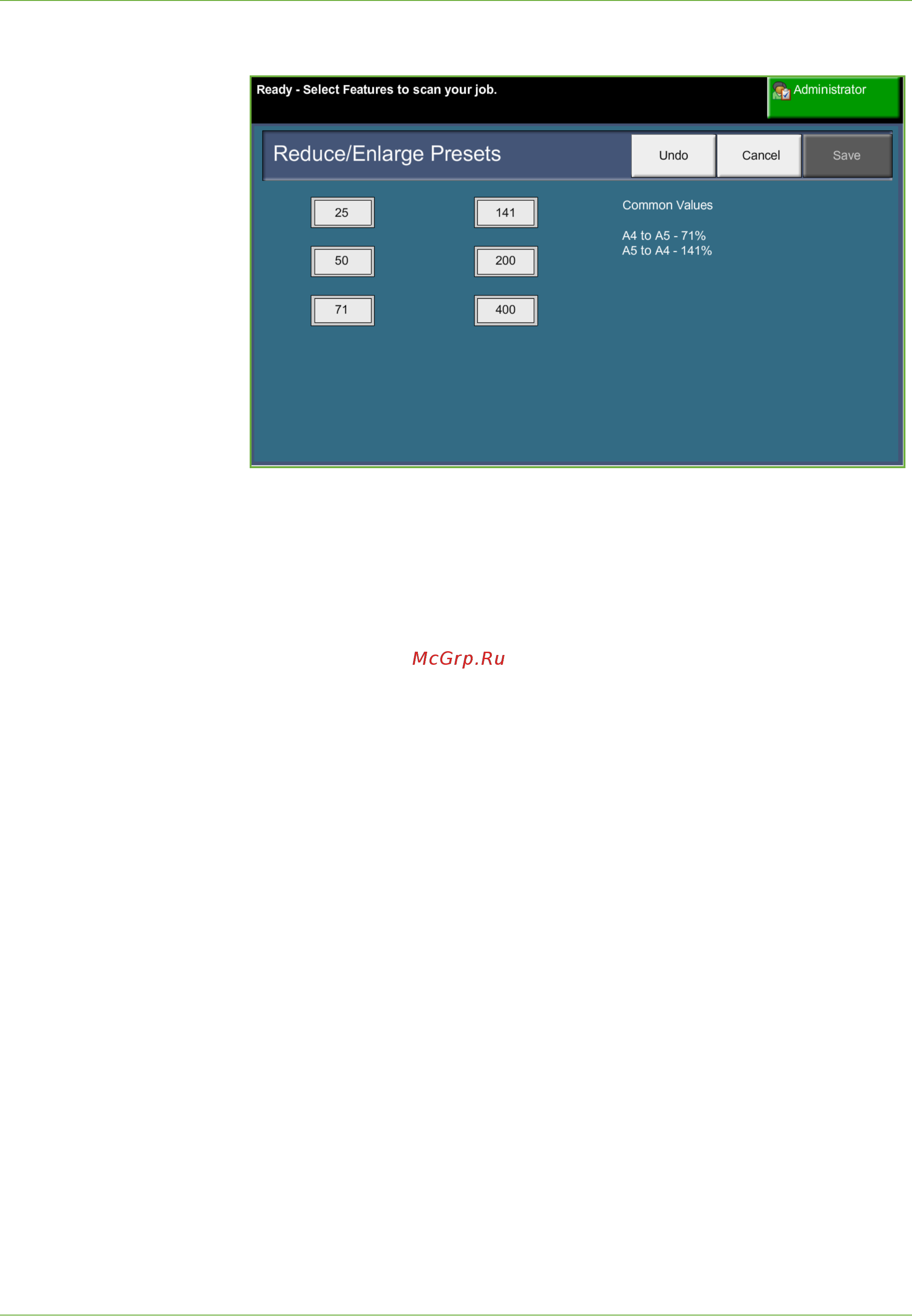 Xerox Phaser 3635MFP/X [188/228] Reduce enlarge preset