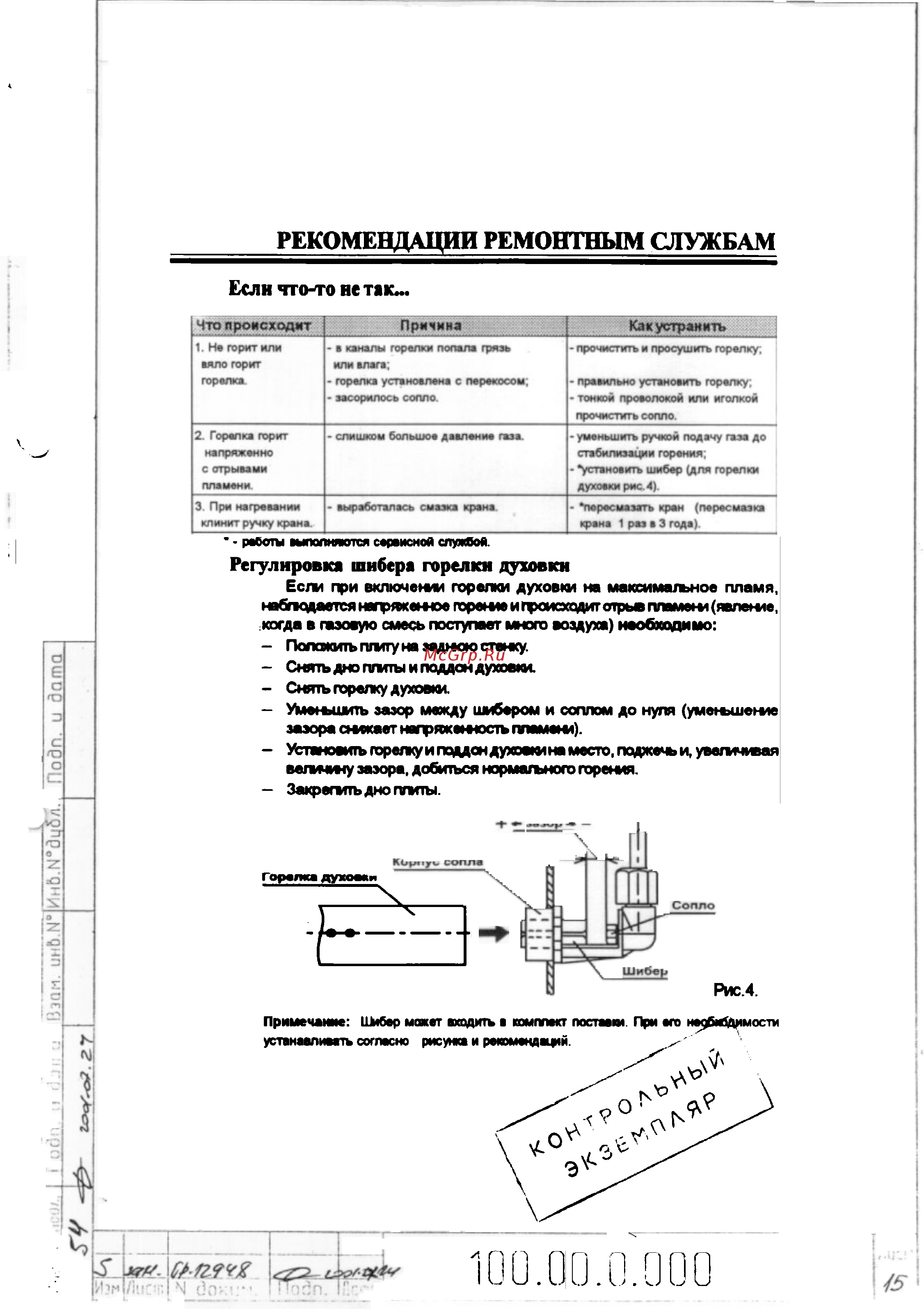 Gefest 100 [15/22] Рекомендации ремонтным службам