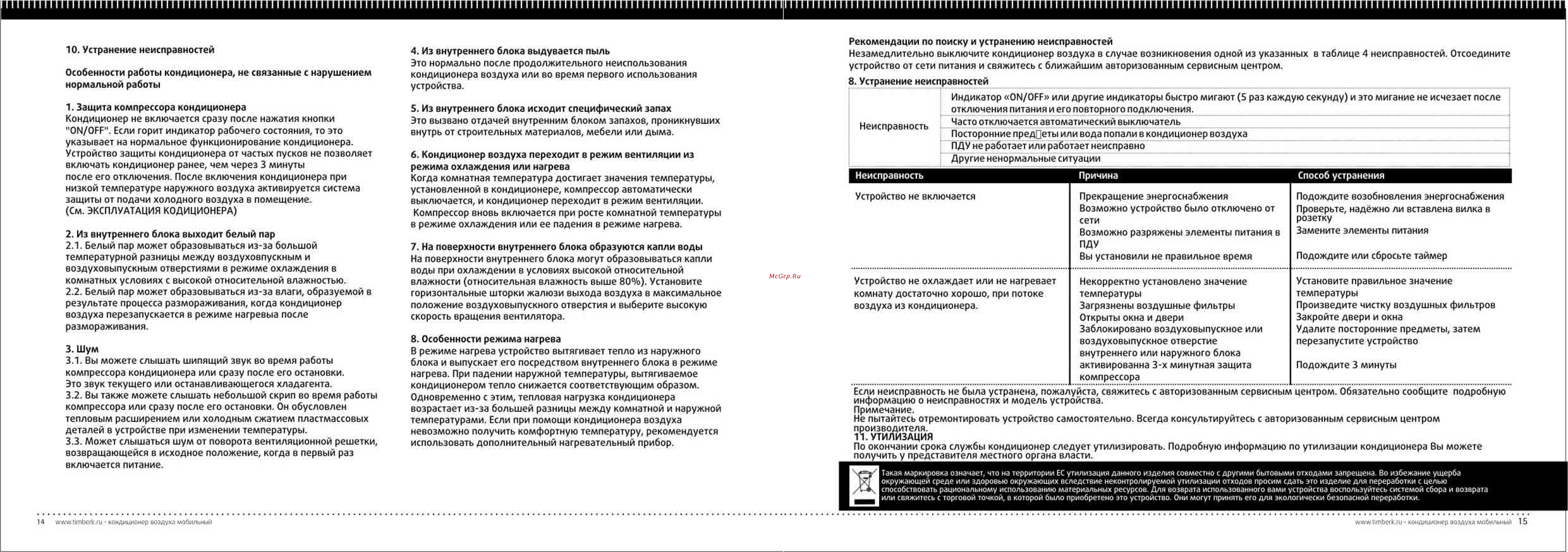 Timberk AC TIM 09HDN S1 Инструкция по эксплуатации онлайн [4/8] 10121