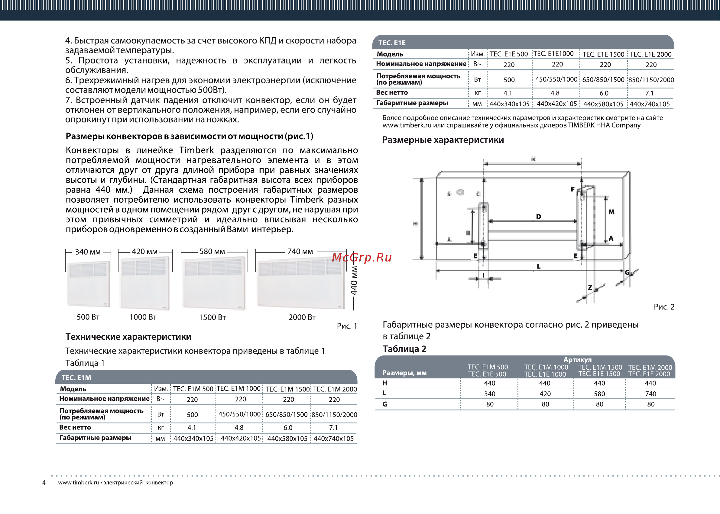 Timberk TEC.E1 E 500 Инструкция по эксплуатации онлайн [4/12] 10298
