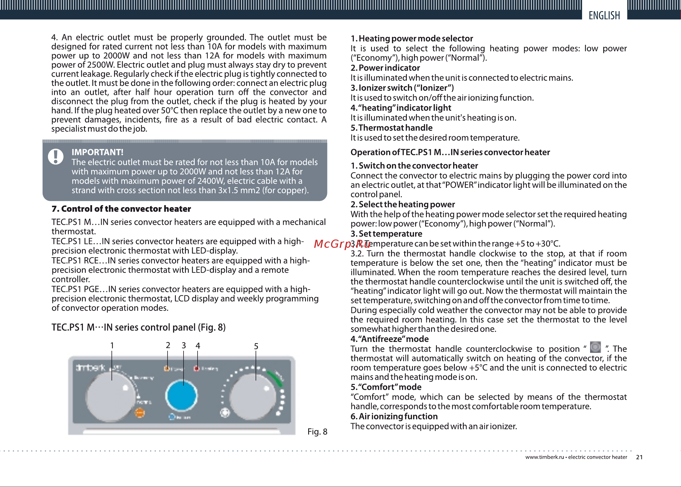 Timberk TEC.PS1 PGE 1000 IN [21/32] Page 21