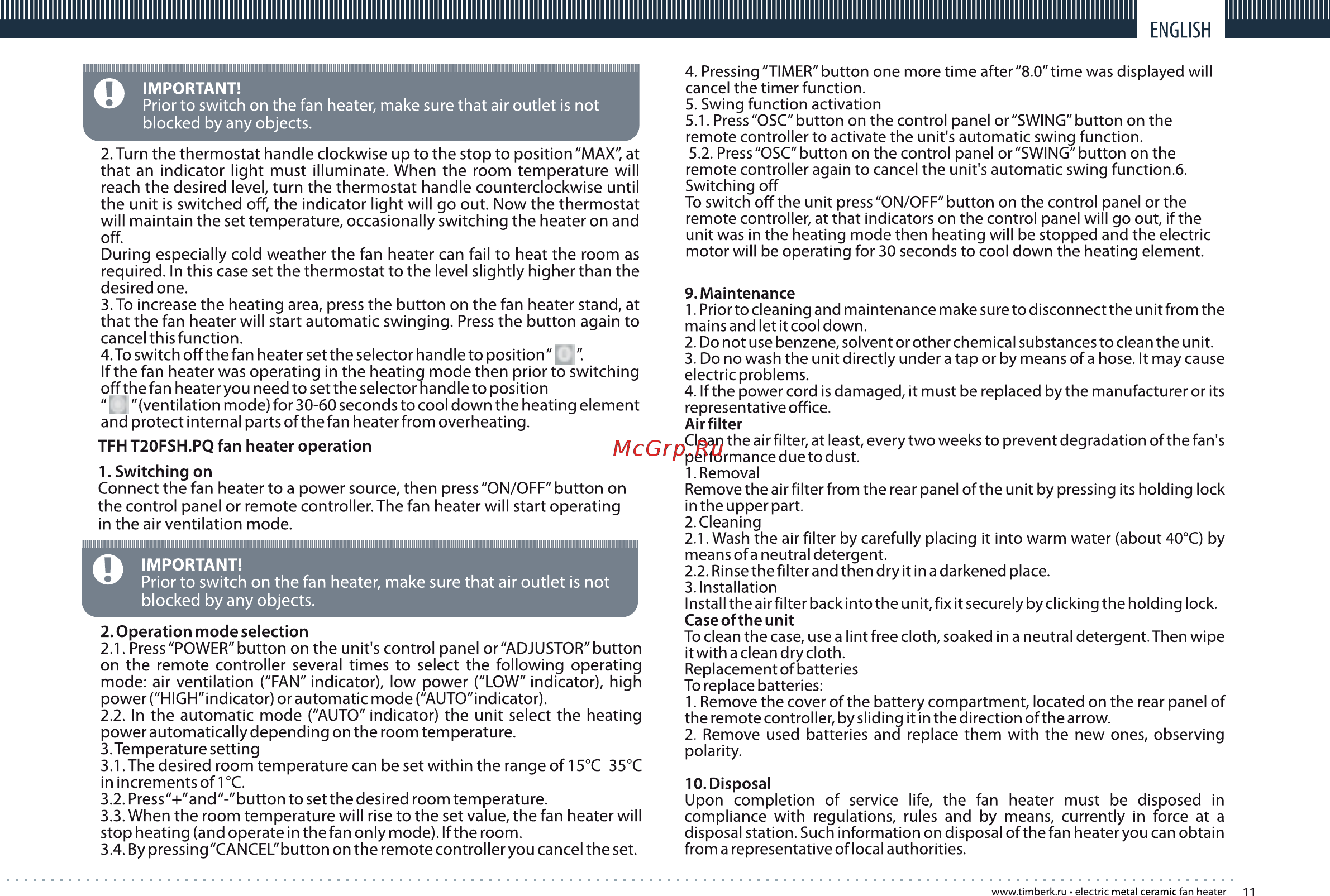 Timberk TFH T20FSN.SQ [11/12] Page 11