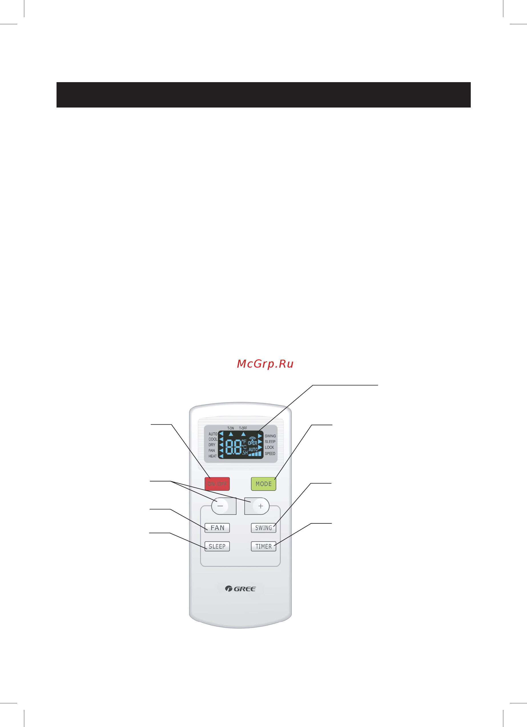 Gree Bee Plasma GWH09NA-K3NNA4A [8/22] Функции и управление кондиционером