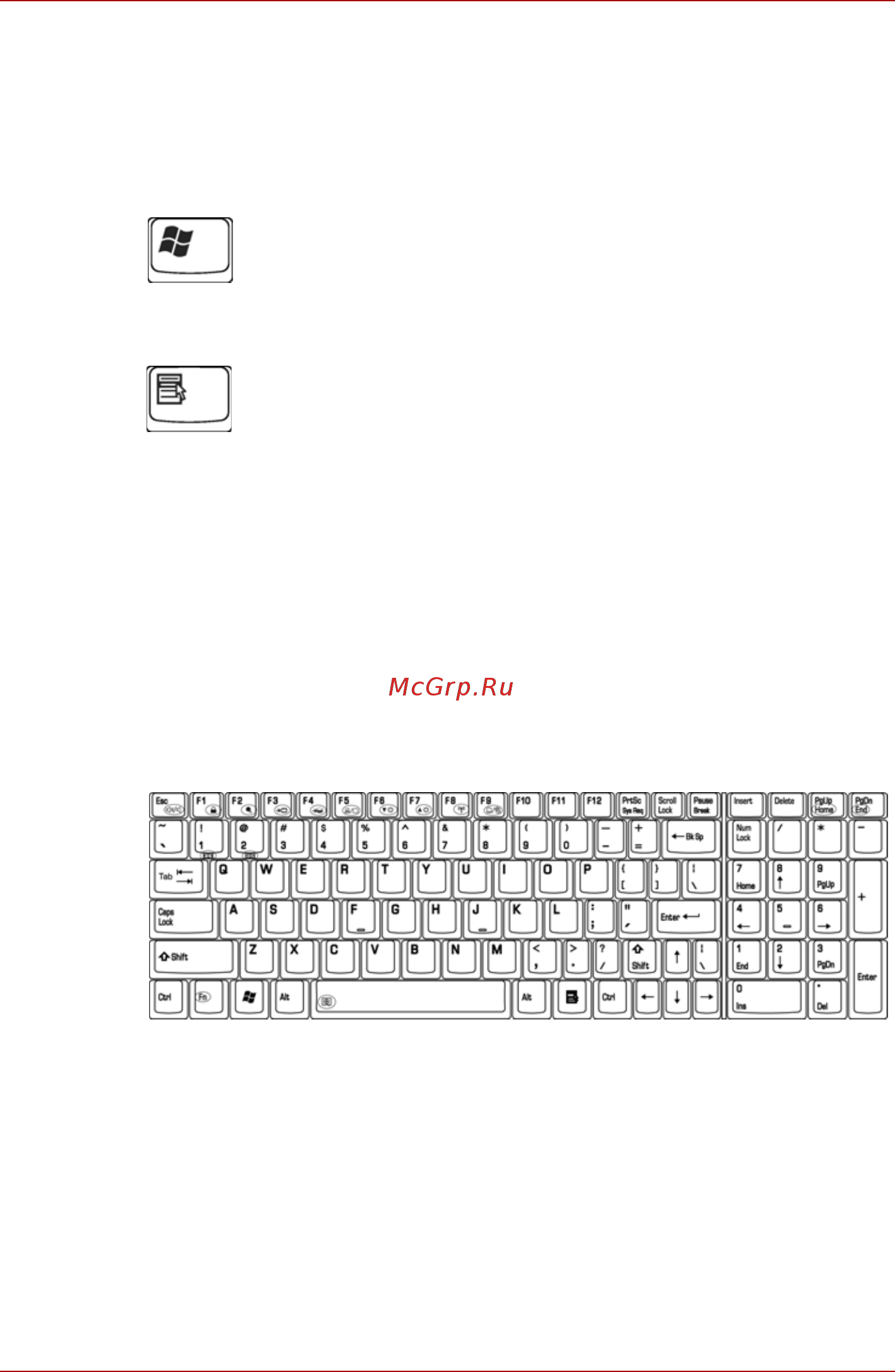 Toshiba Satellite M60 [110/202] Специальные клавиши операционной системы windows