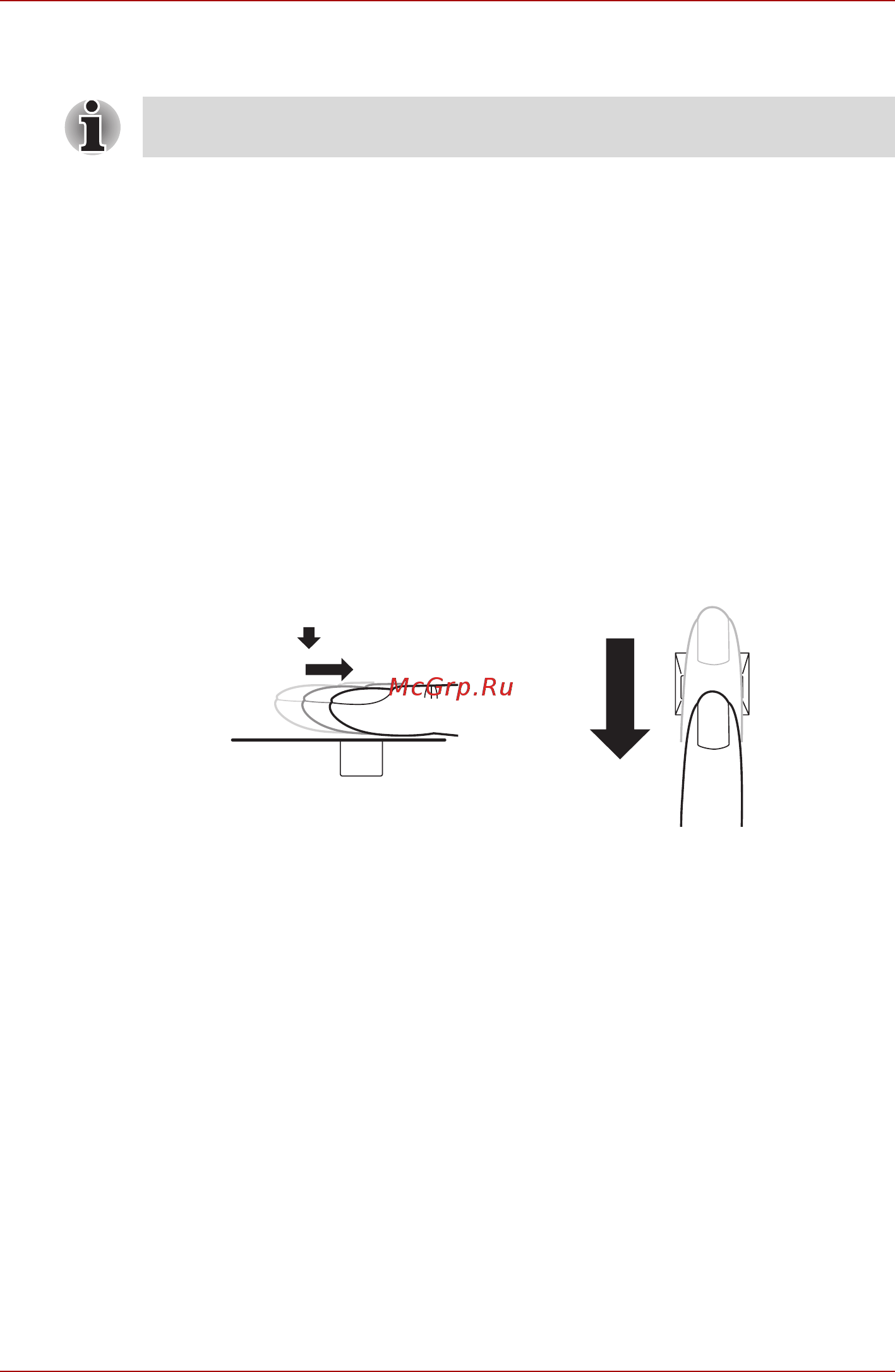 Toshiba Satellite Pro A300D [72/213] Как проводить пальцем по поверхности датчика