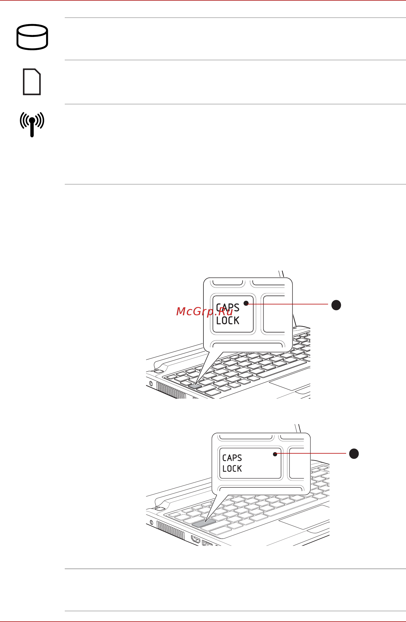 Toshiba Satellite T230 [45/194] Индикаторы клавиатуры