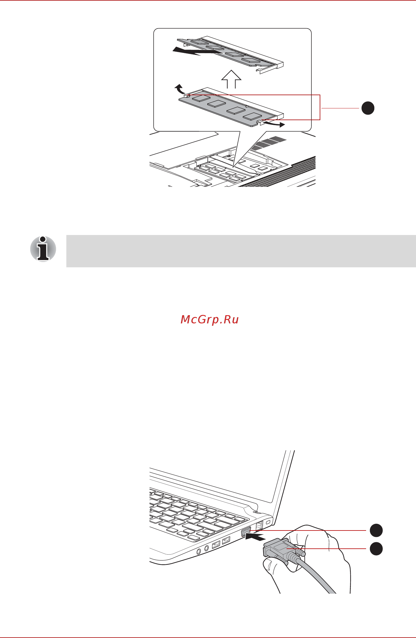 Toshiba Satellite T210 [73/194] Подключение кабеля монитора