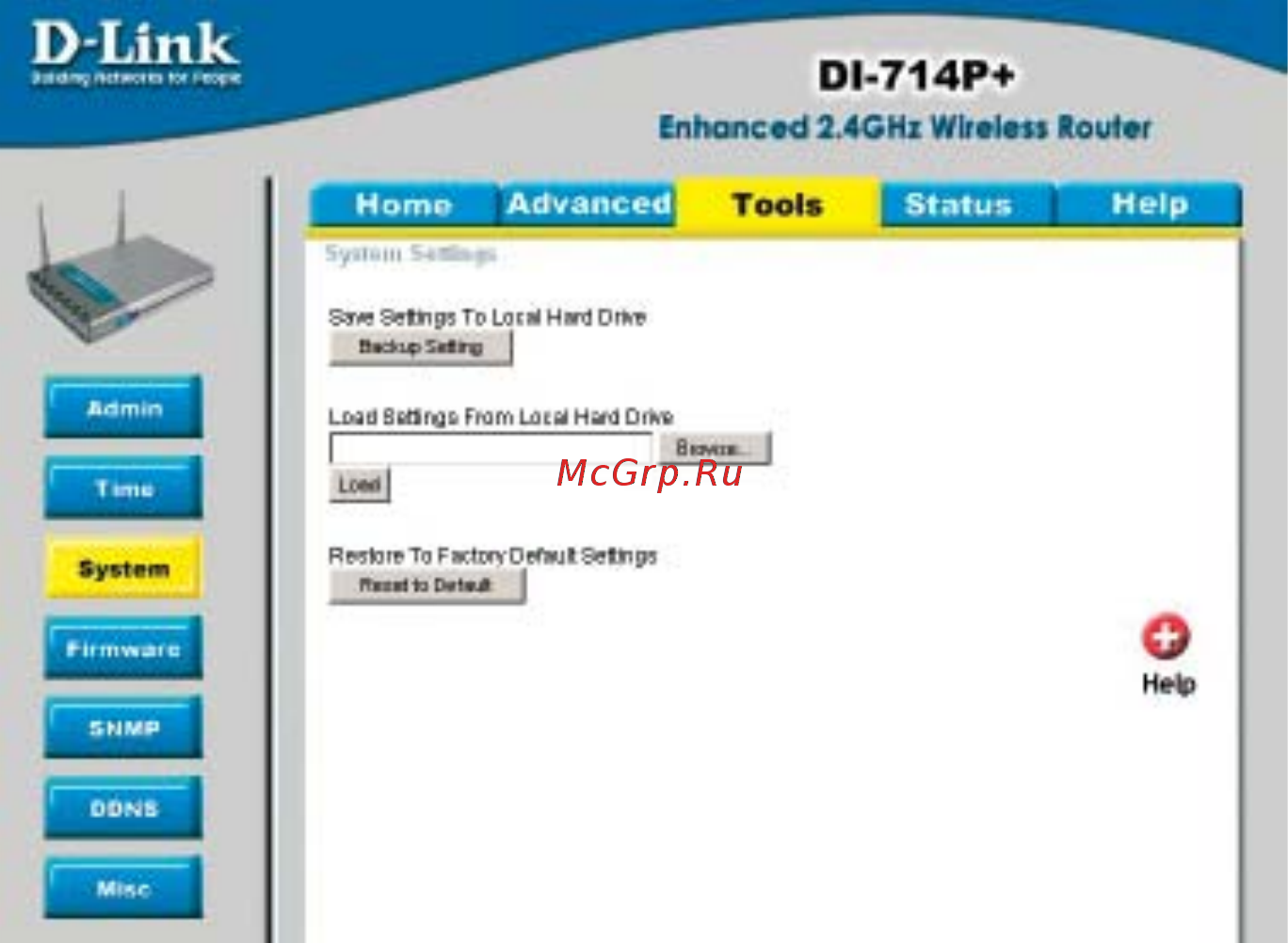 D-Link DI-714P+ [31/84] Using the configuration menu