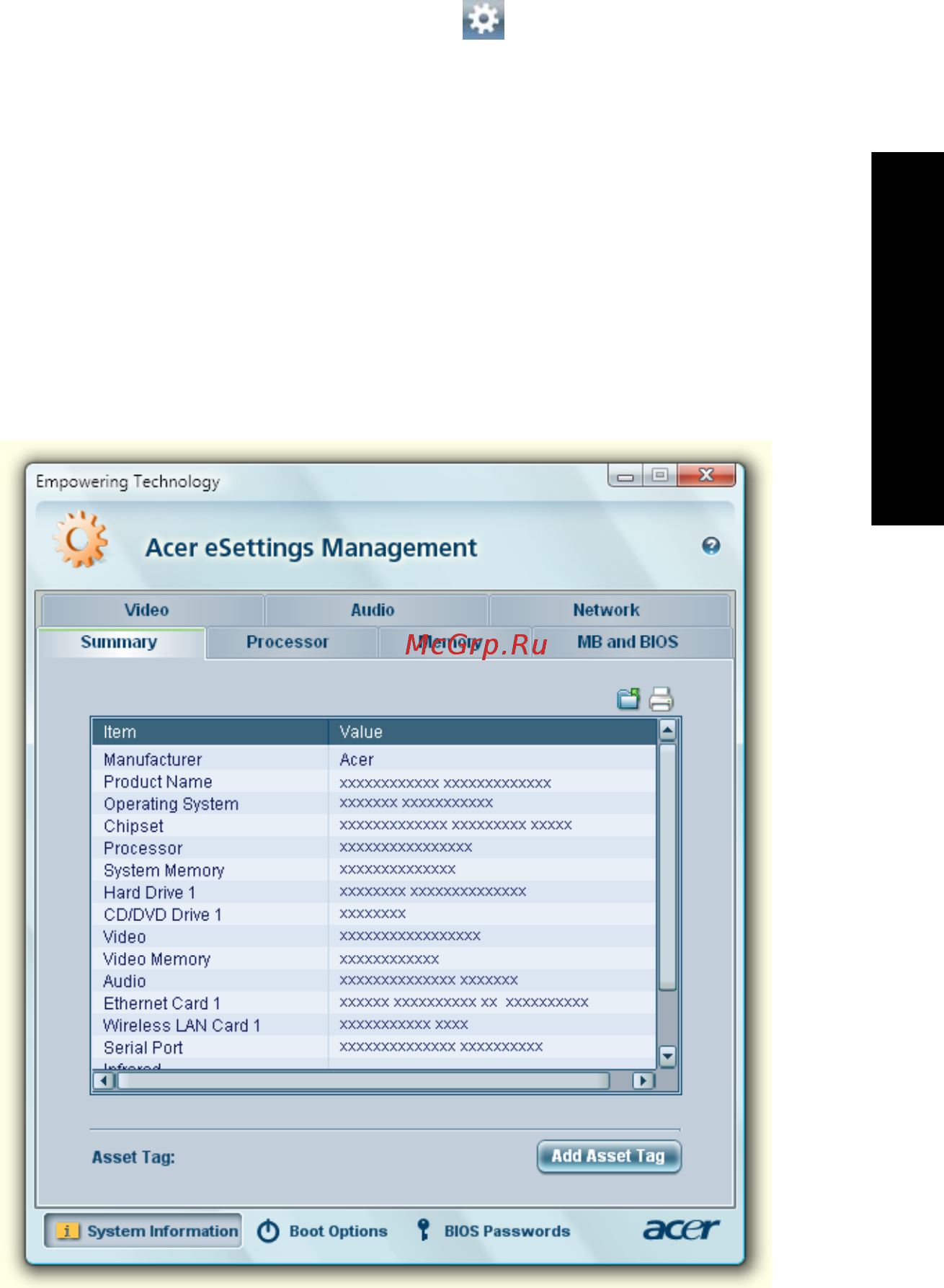 Acer Aspire 3050 [35/120] Acer esettings management