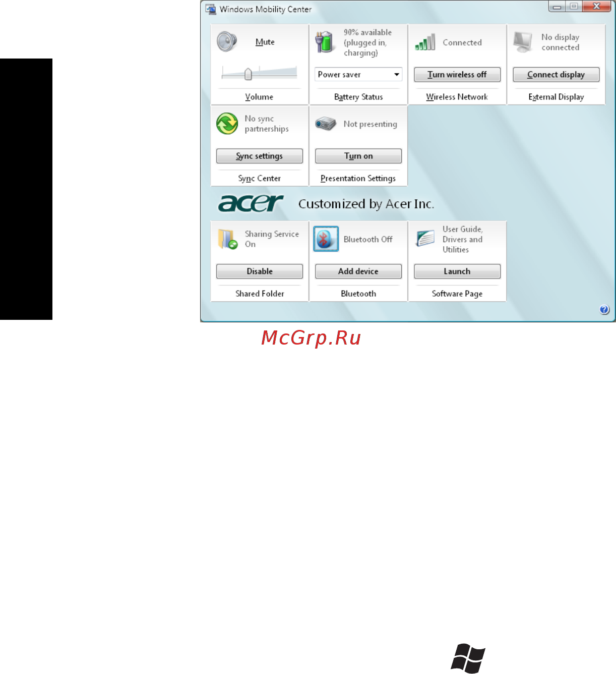 Acer Aspire 3050 [36/120] Windows mobility center
