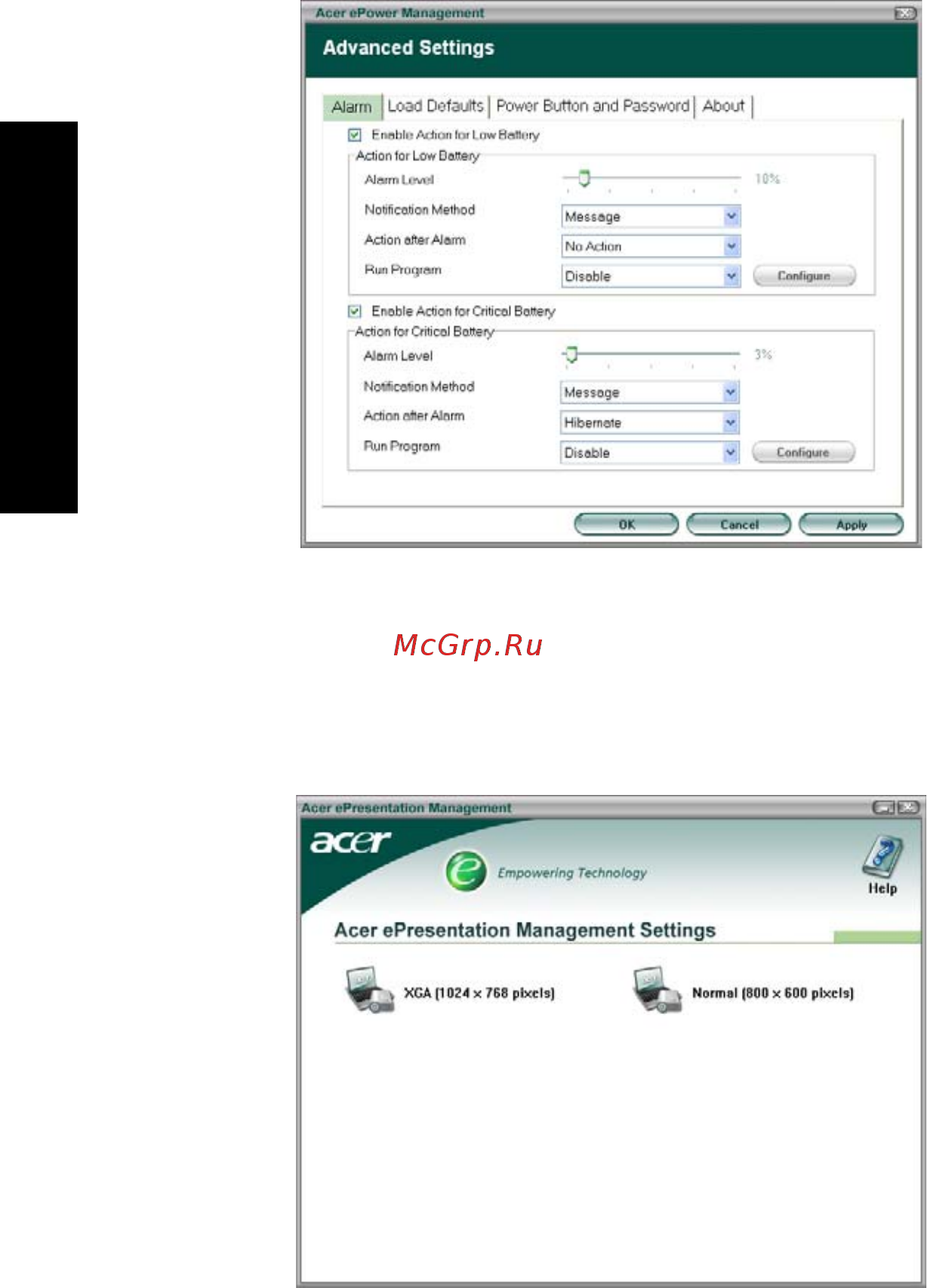 Acer Aspire 3620 [20/84] Acer epresentation management