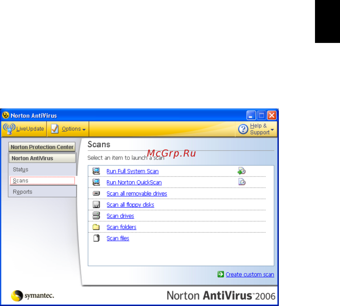 Acer Aspire 3640 [55/100] Проверка наличия вирусов при помощи программы norton antivirus
