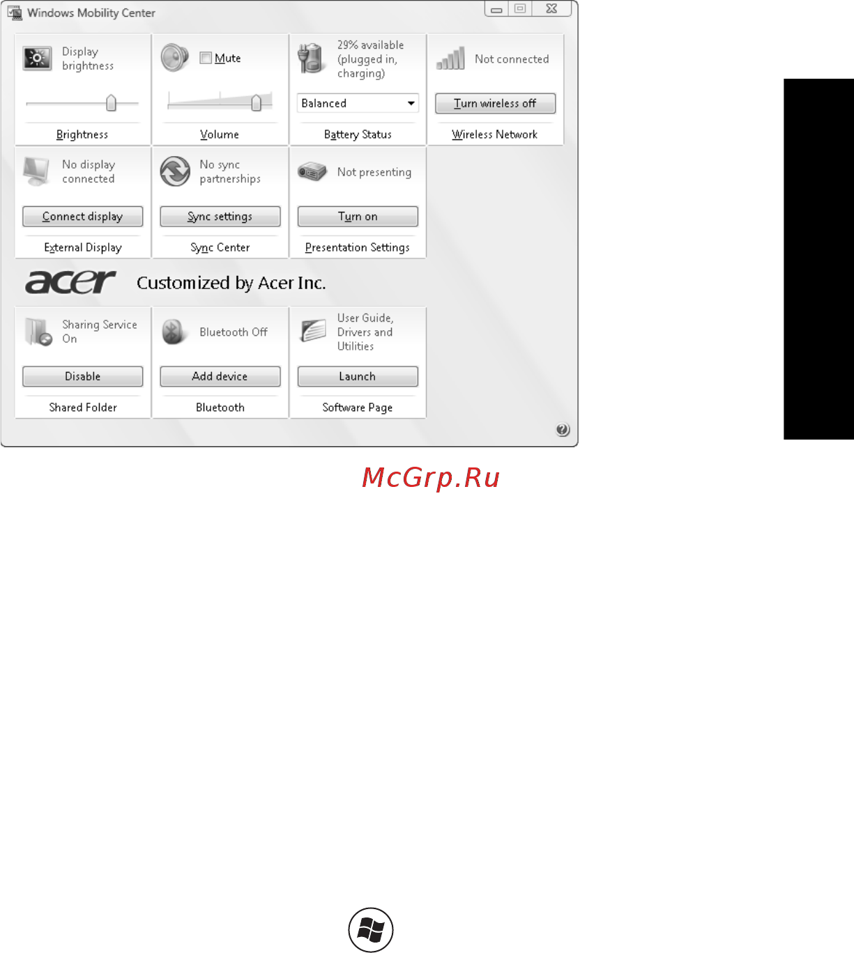Acer Aspire 4320 [37/122] Windows mobility center