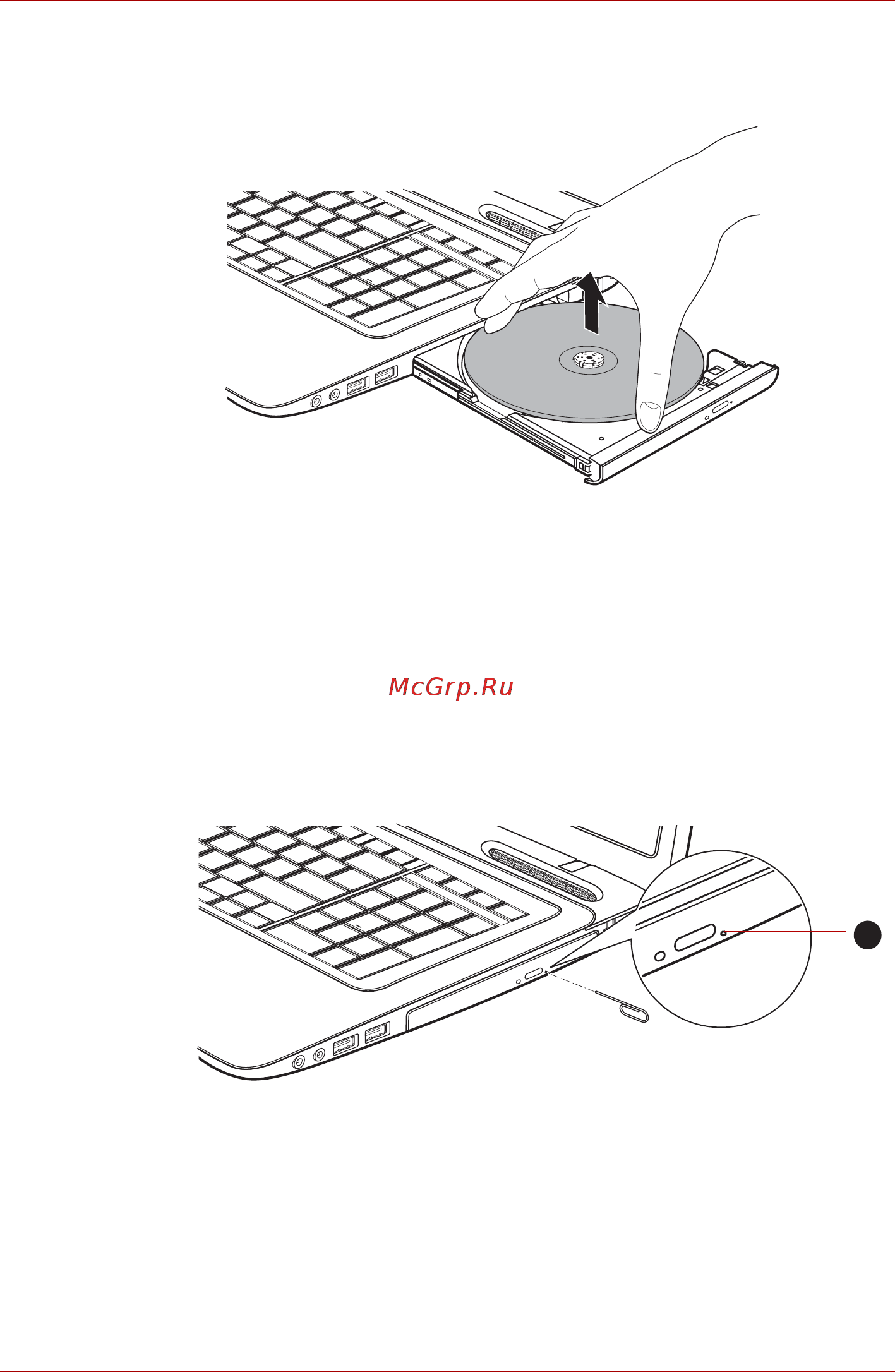 Toshiba Satellite L675 [105/231] Как извлечь диск cd dvd bd если лоток не открывается