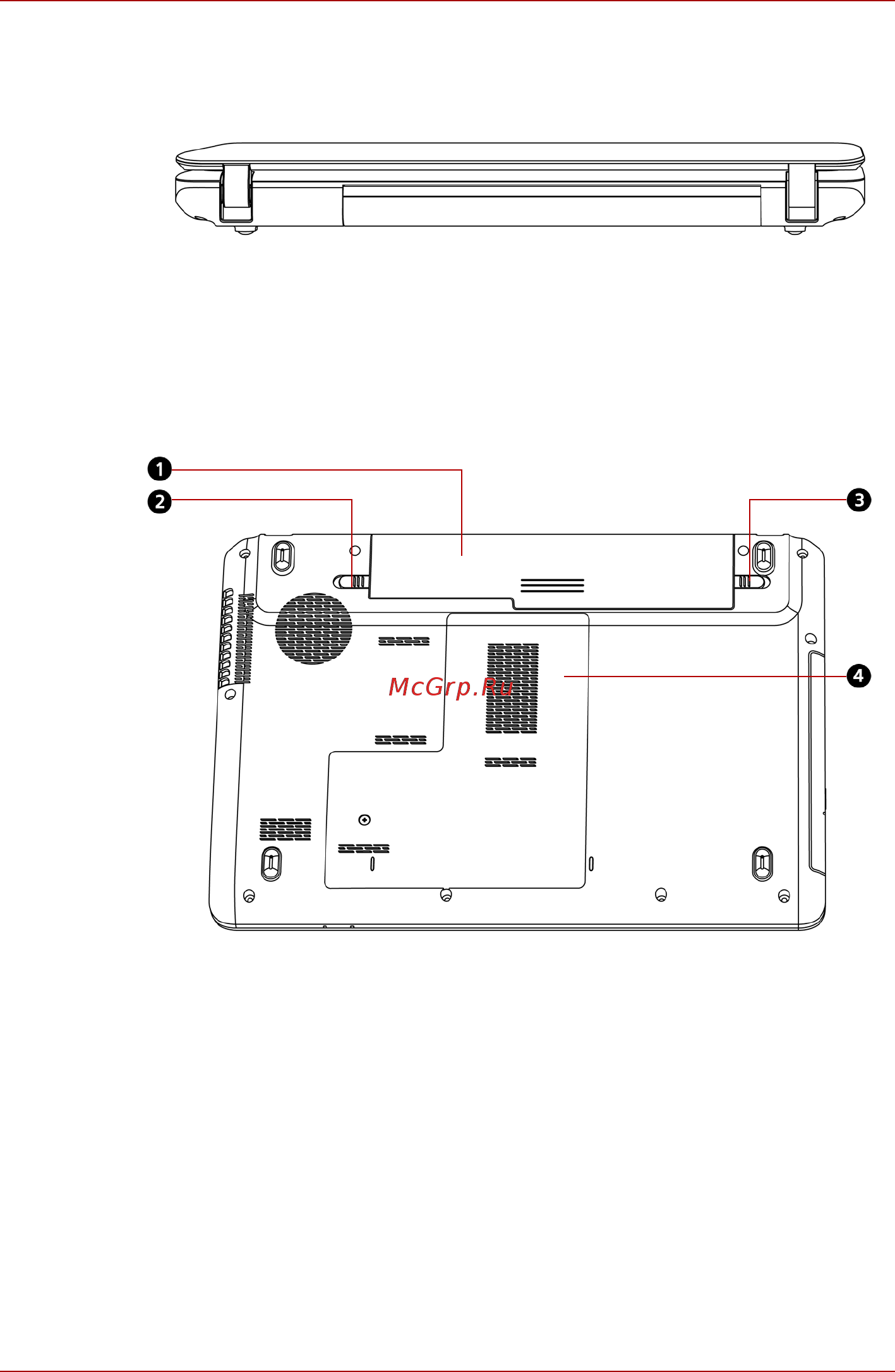Toshiba Satellite C640D [44/201] На этом рисунке представлена нижняя сторона компьютера прежде чем переворачивать компьютер убедитесь в том что его дисплей закрыт