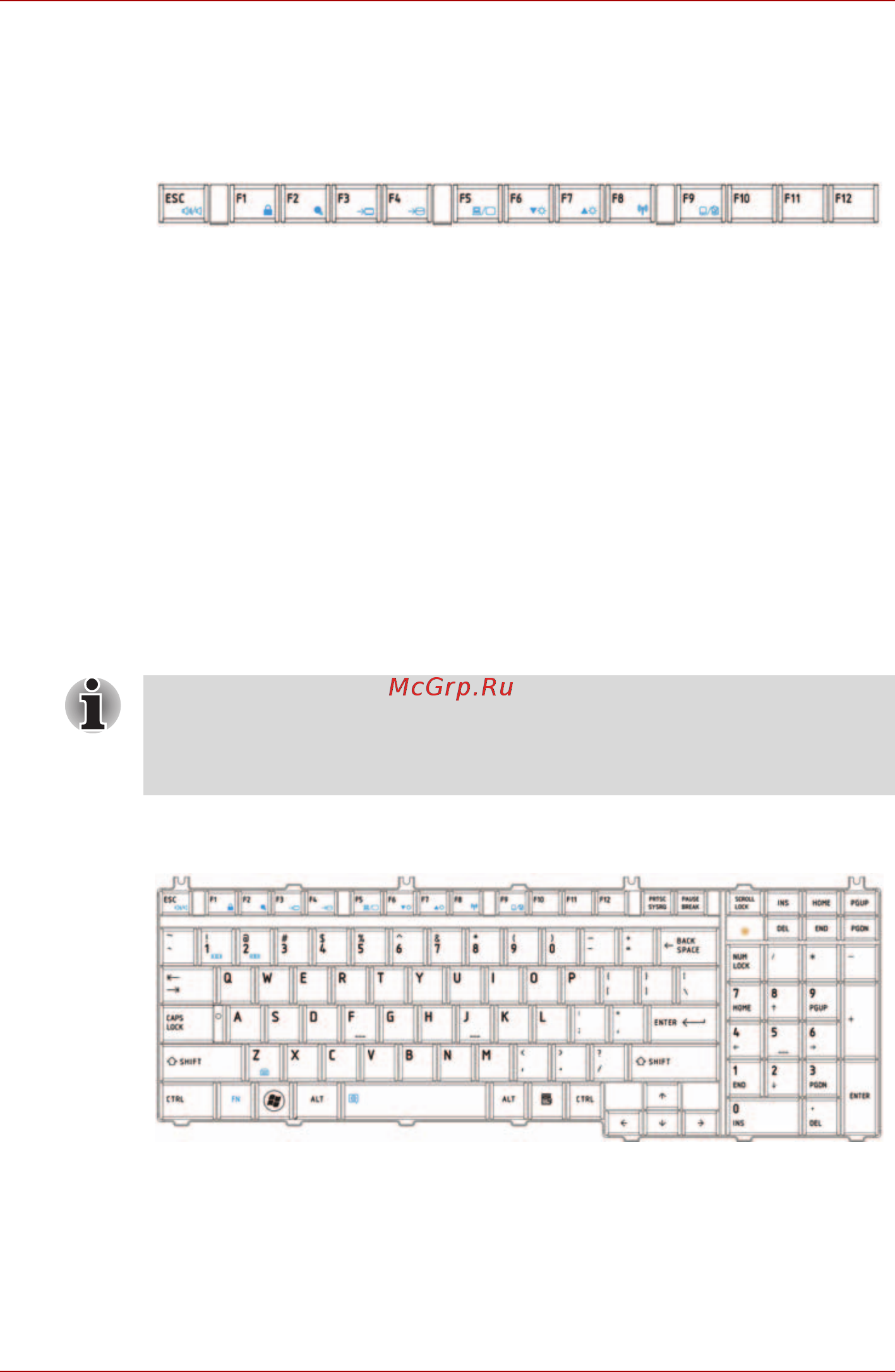 Toshiba Satellite A500 [168/288] Функциональные клавиши f1 f12