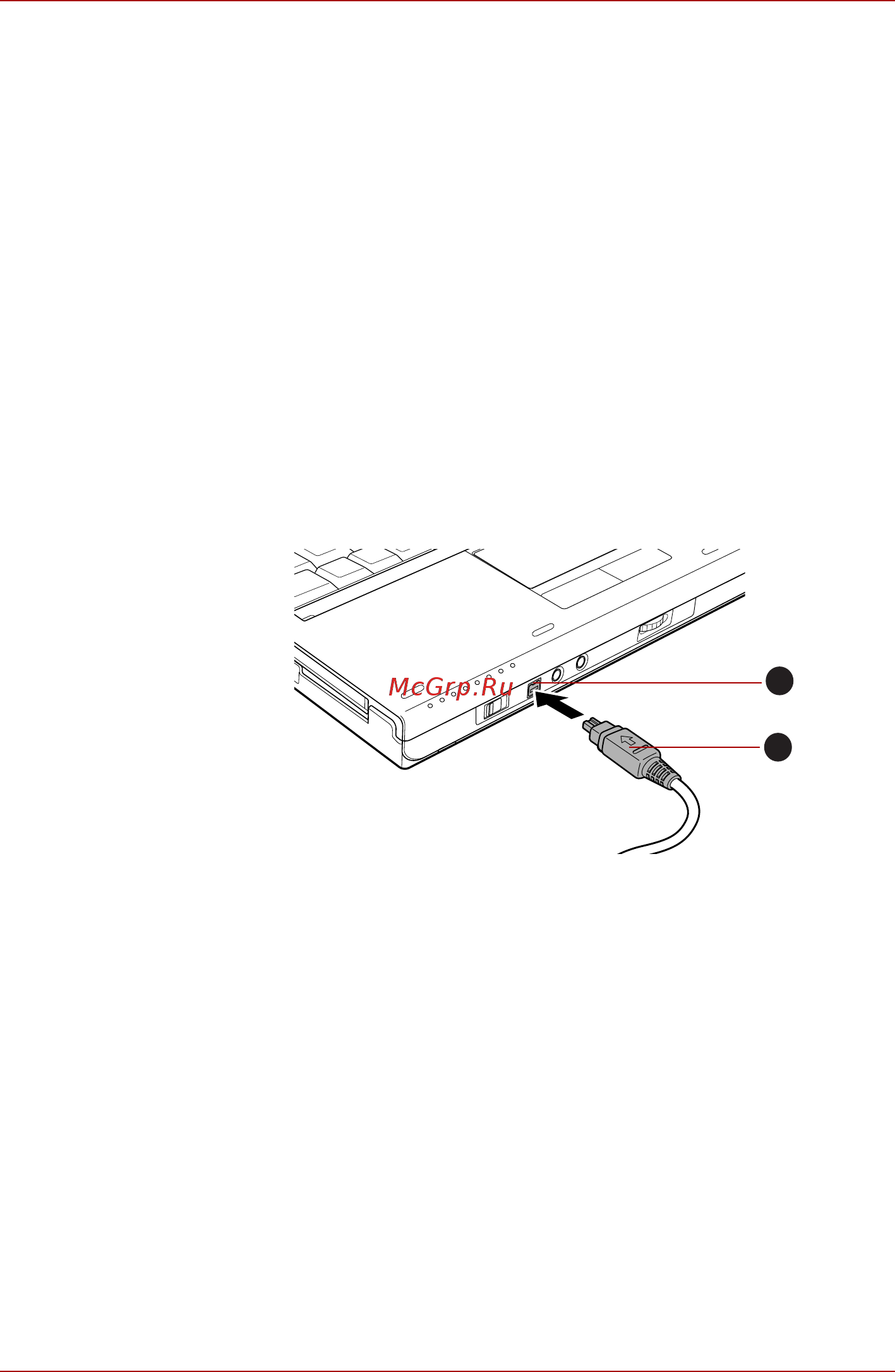 Toshiba Portege M780 [107/304] Подключение кабеля к порту i link ieee 1394