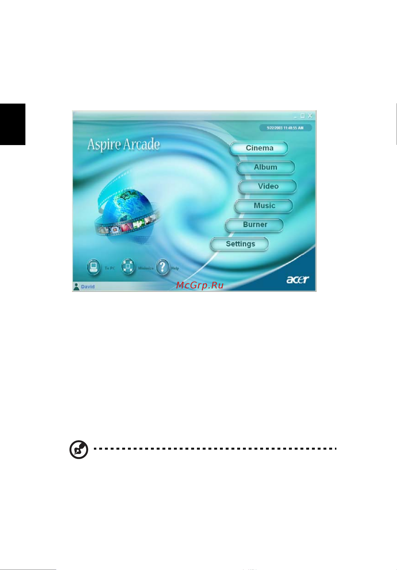 Acer Aspire 5030 [38/77] Программа acer arcade