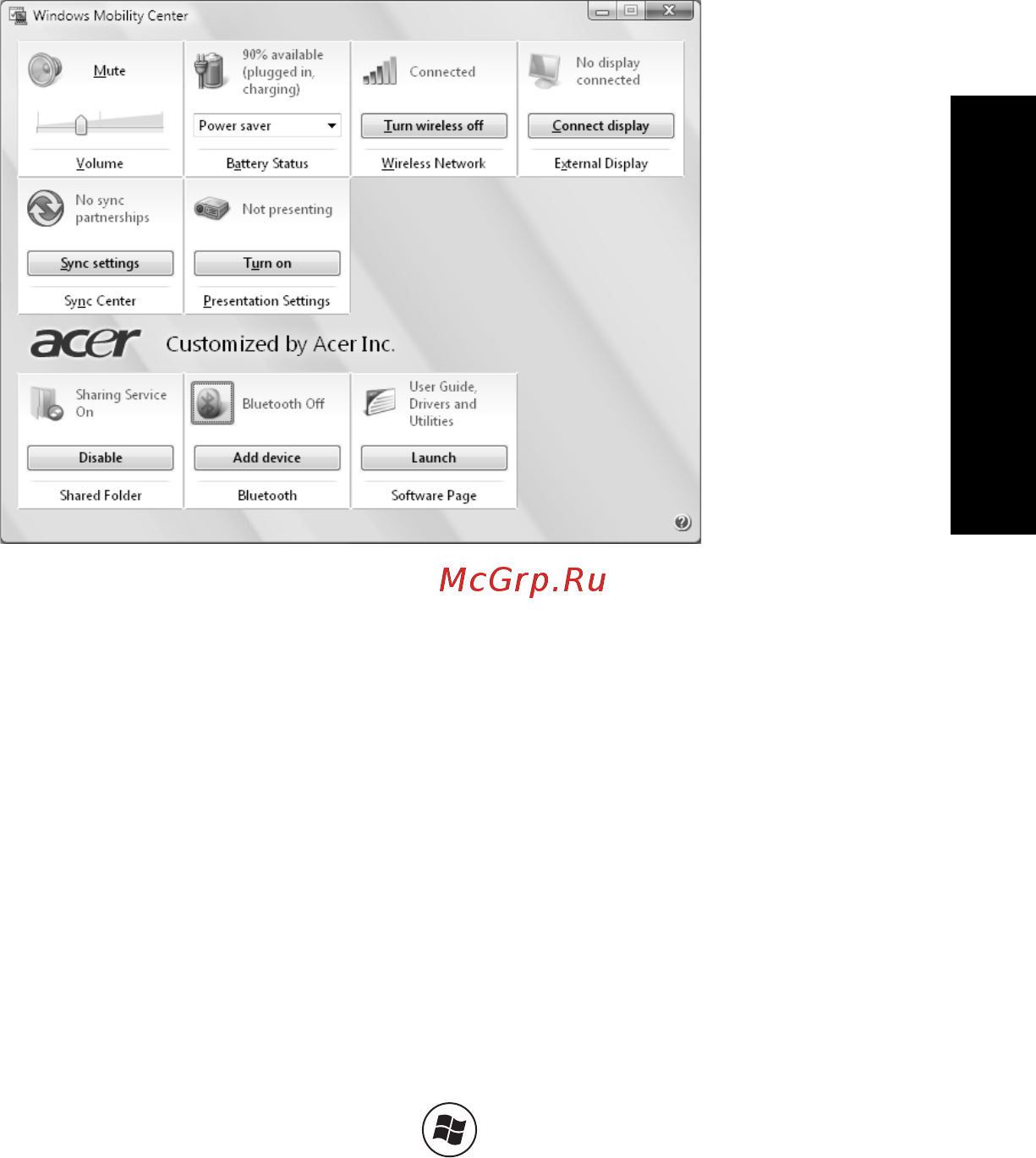 Acer Aspire 5220 [37/125] Windows mobility center