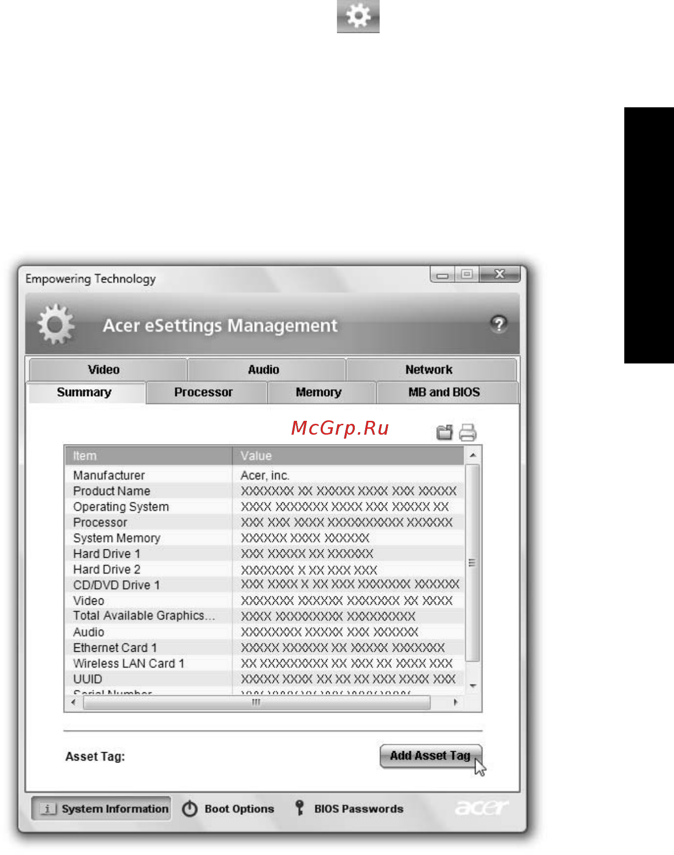 Acer Aspire 5315 [35/109] Acer esettings management