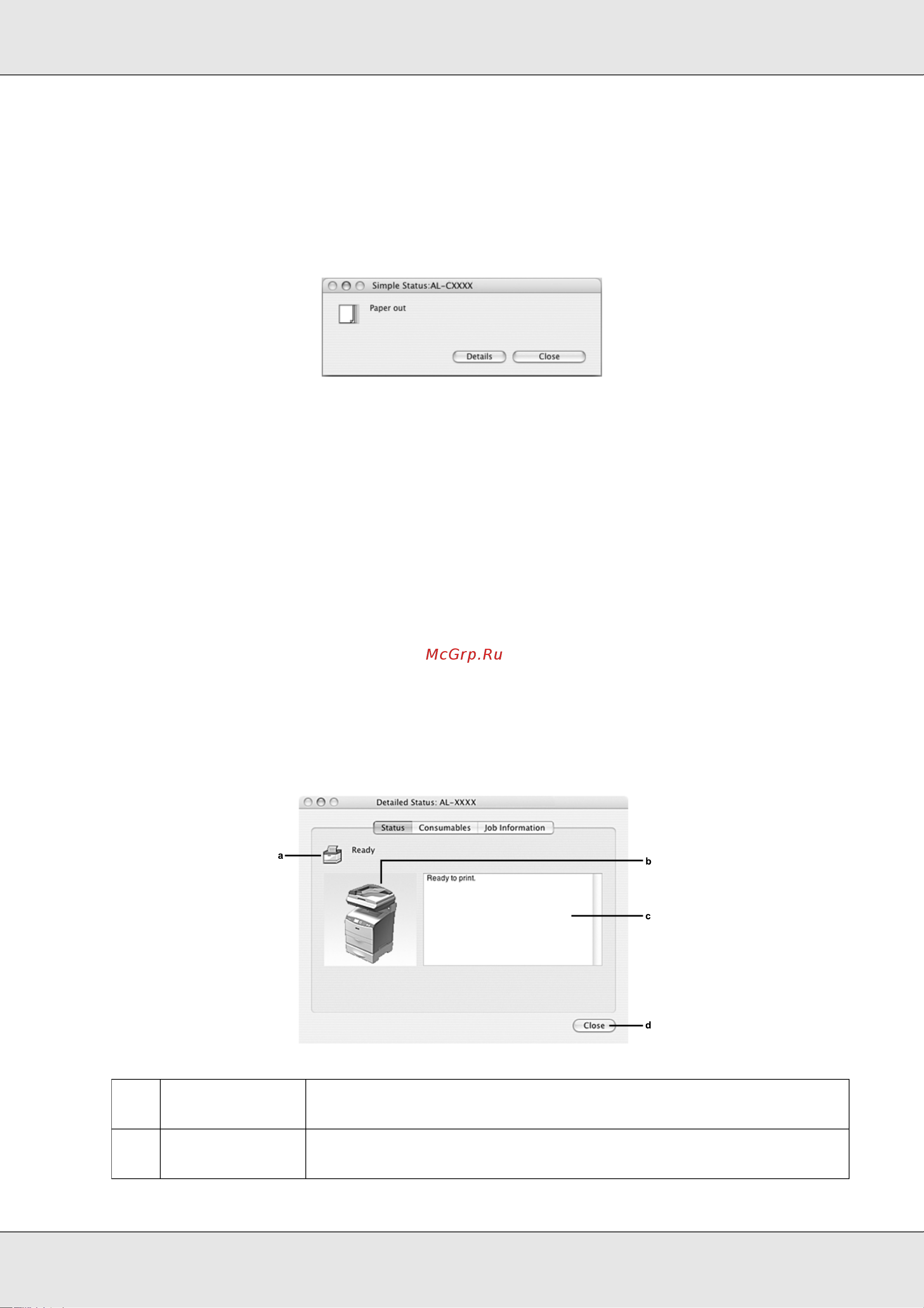 Epson AcuLaser CX21NF [124/462] Окно simple status состояние кратко